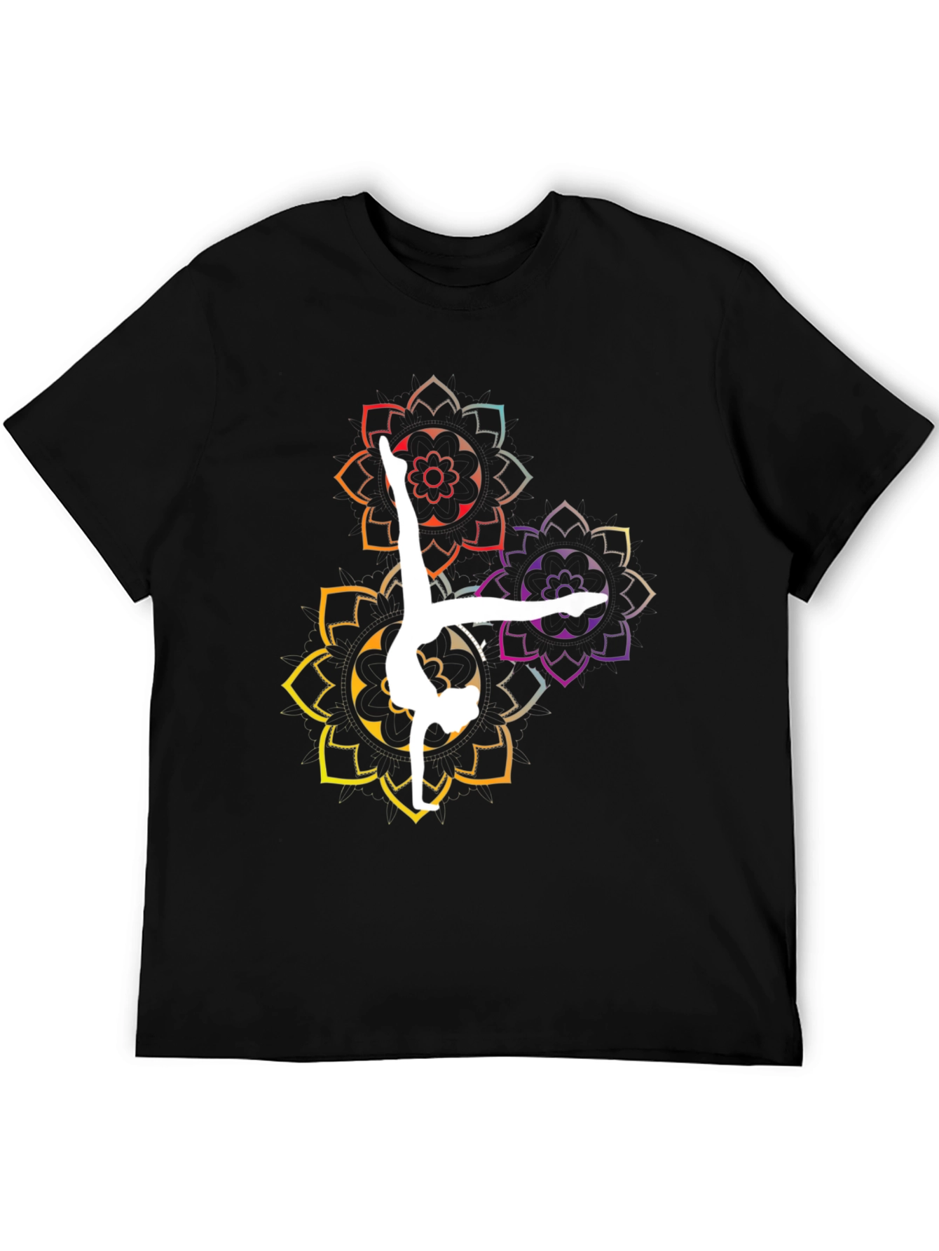 Yoga Mandala Graphic Tee - Black Cotton Blend
