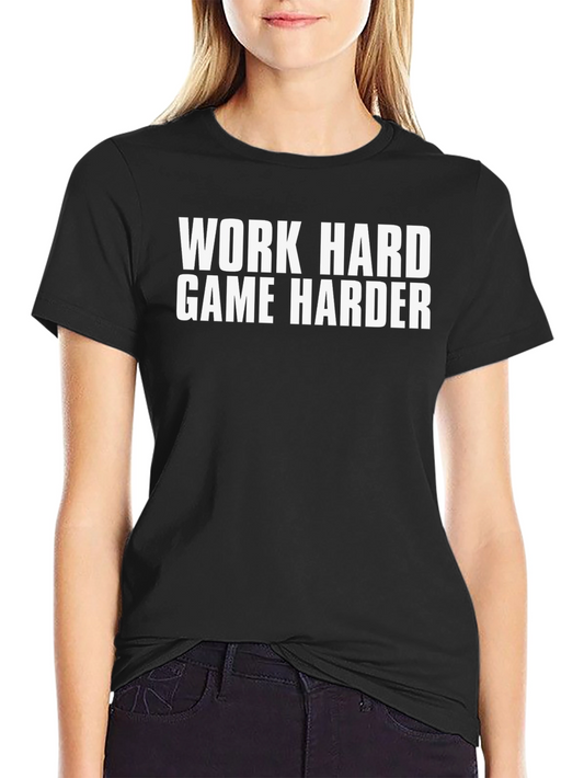 Work Hard Game Harder Black Graphic Tee