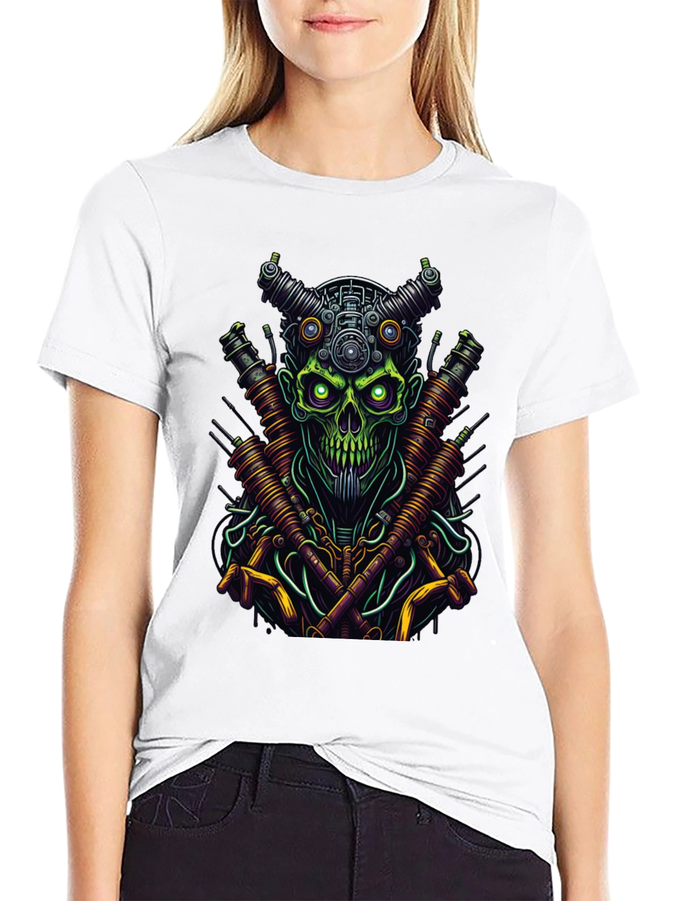 Steampunk Skull Graphic T-Shirt - Black