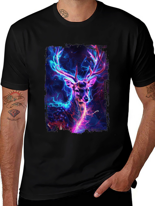 Neon Deer Graphic Tee - Black