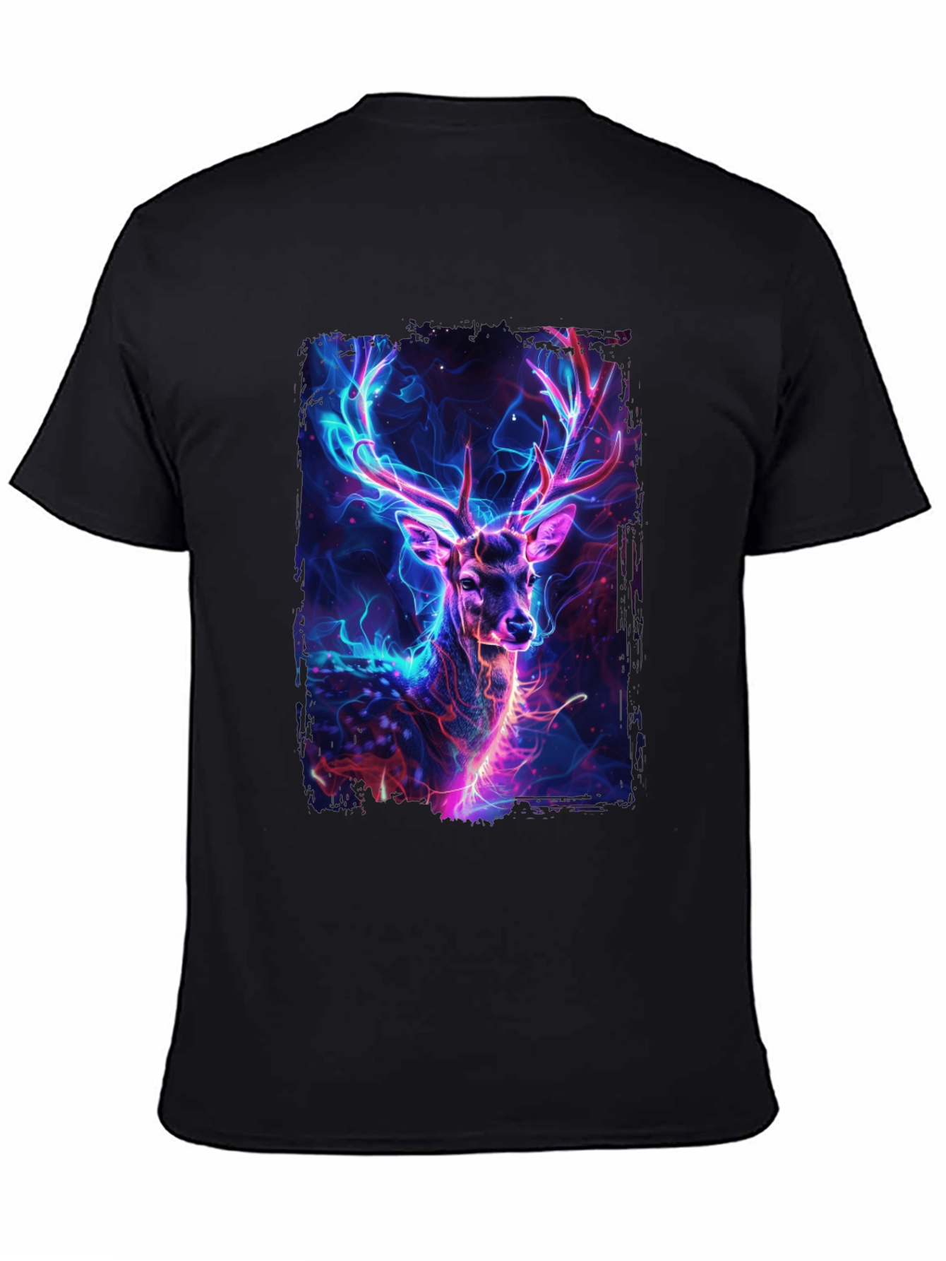 Neon Deer Graphic Tee - Black