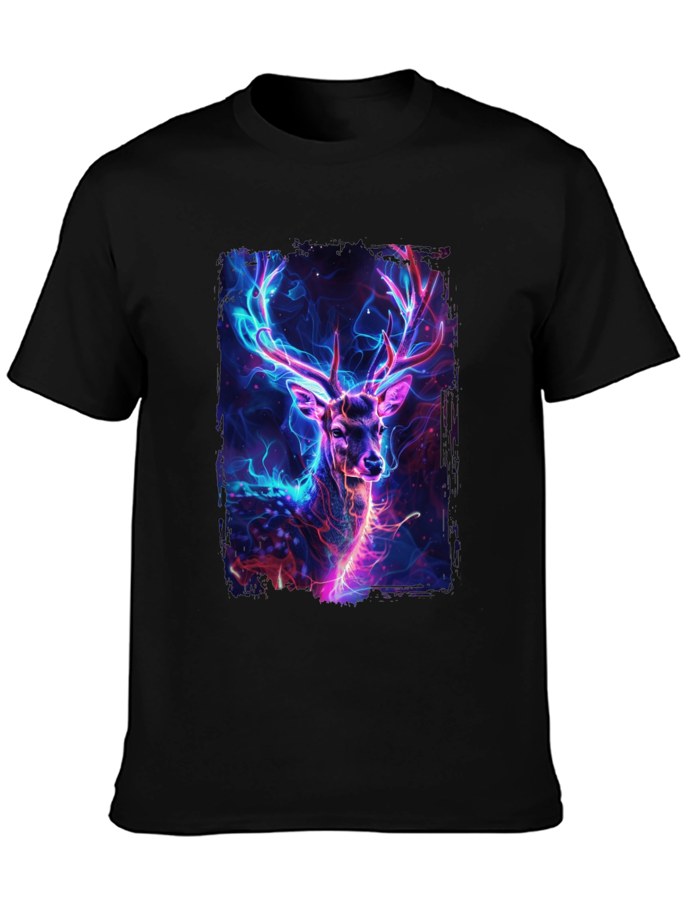 Neon Deer Graphic Tee - Black