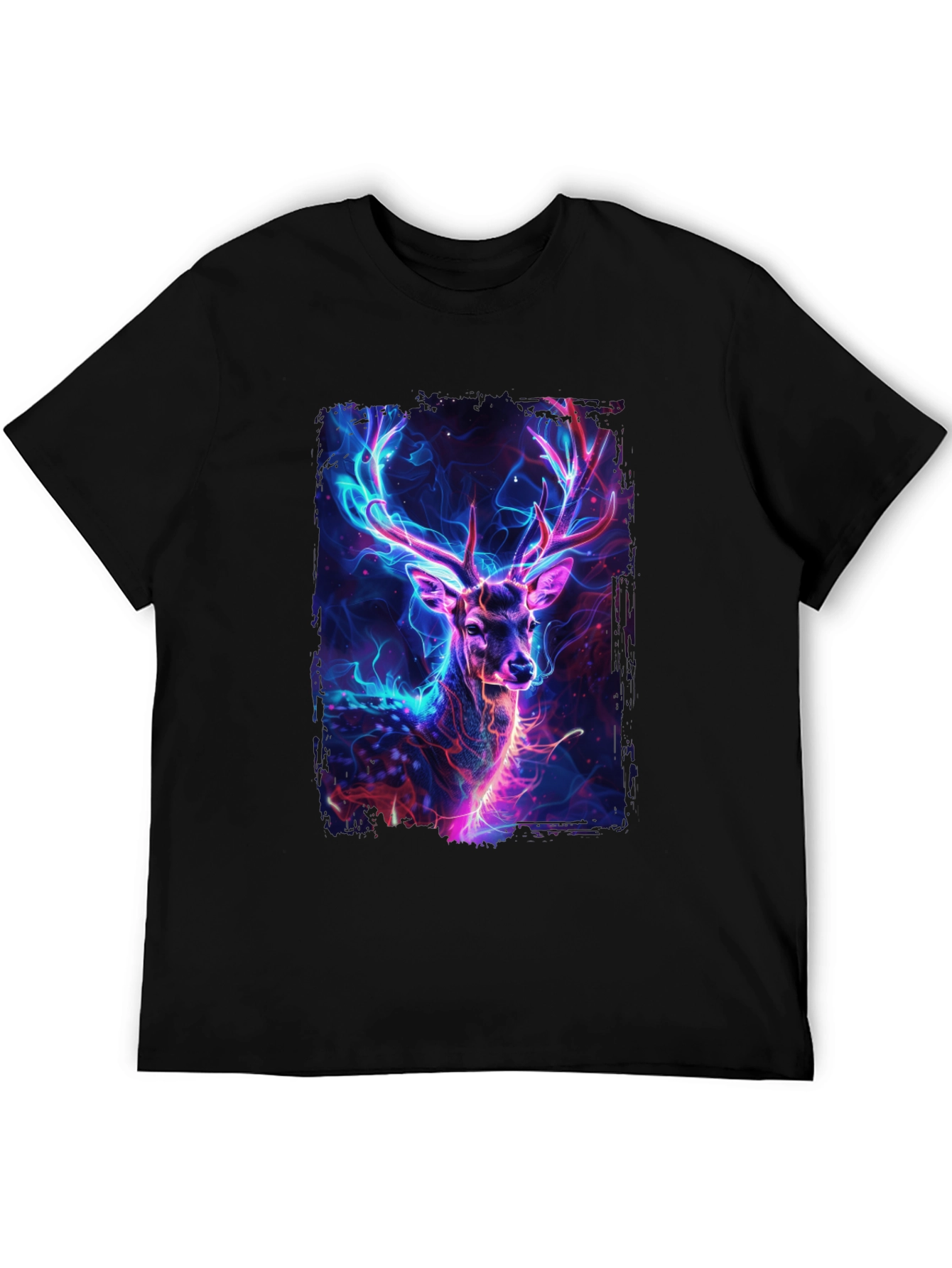 Neon Deer Graphic Tee - Black
