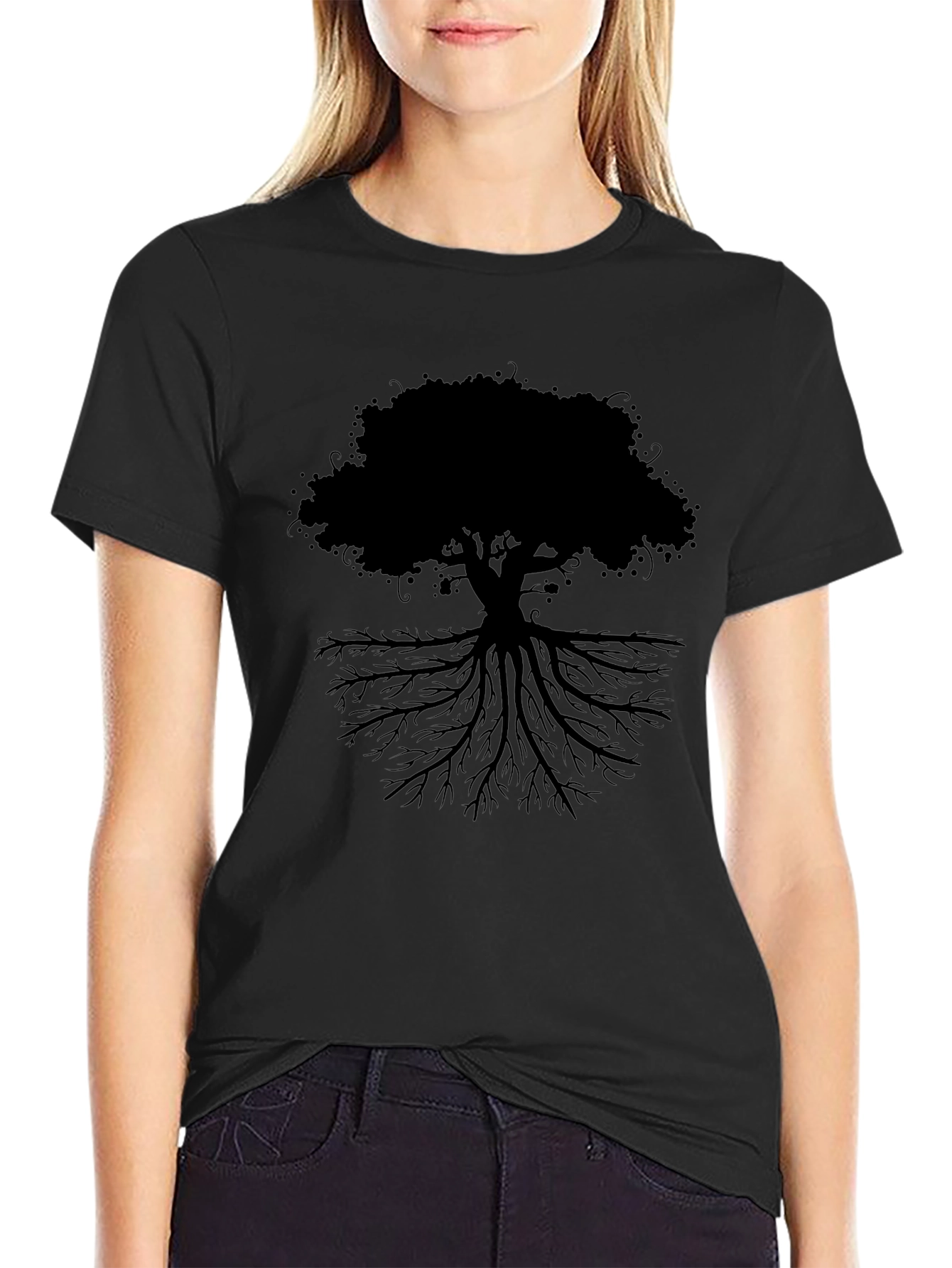 Tree of Life Graphic Tee - Black Cotton Blend