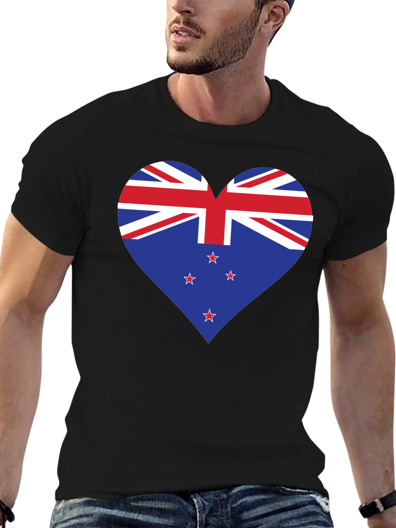 New Zealand Flag Heart Graphic T-Shirt