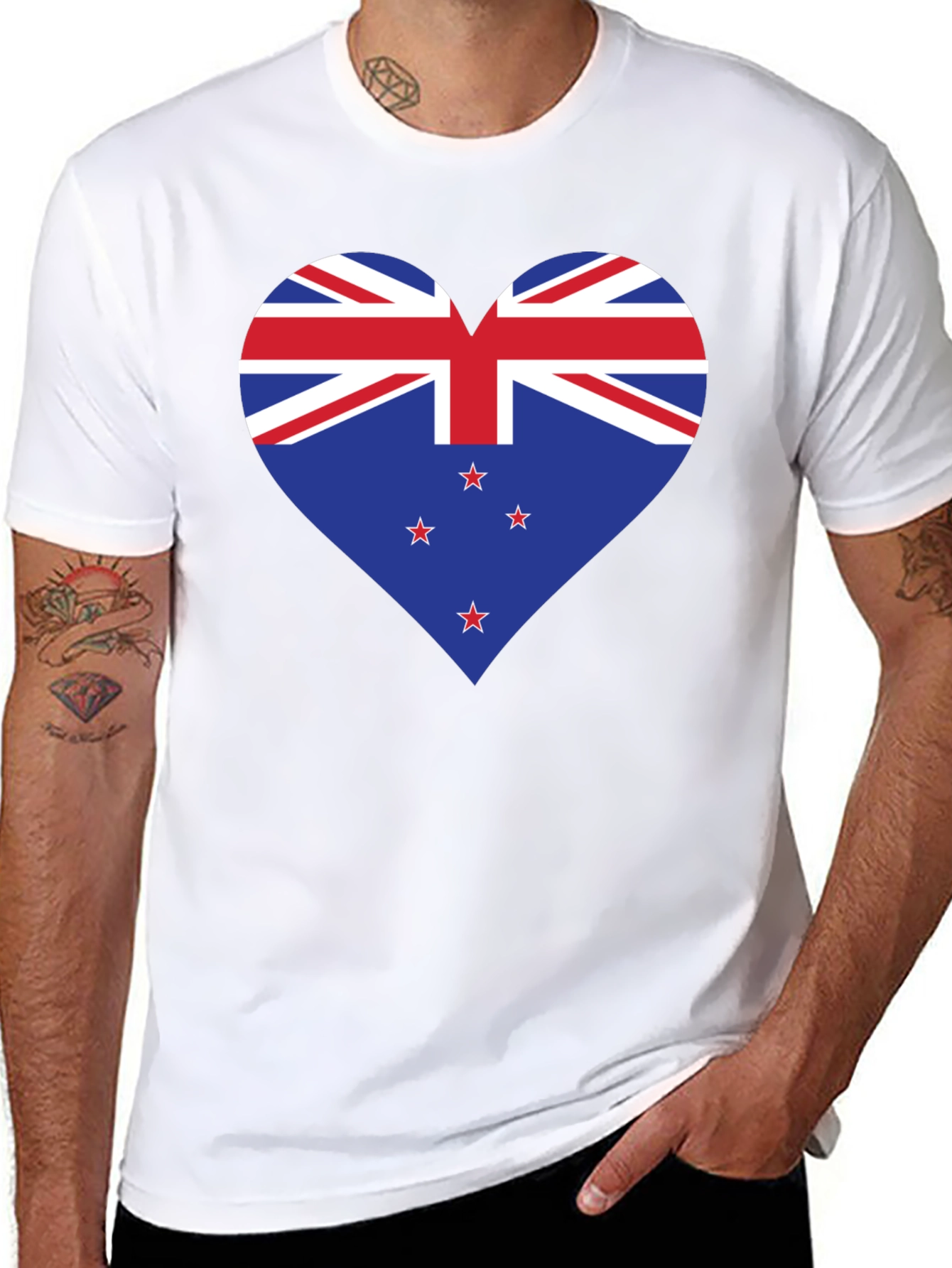 New Zealand Flag Heart Graphic T-Shirt