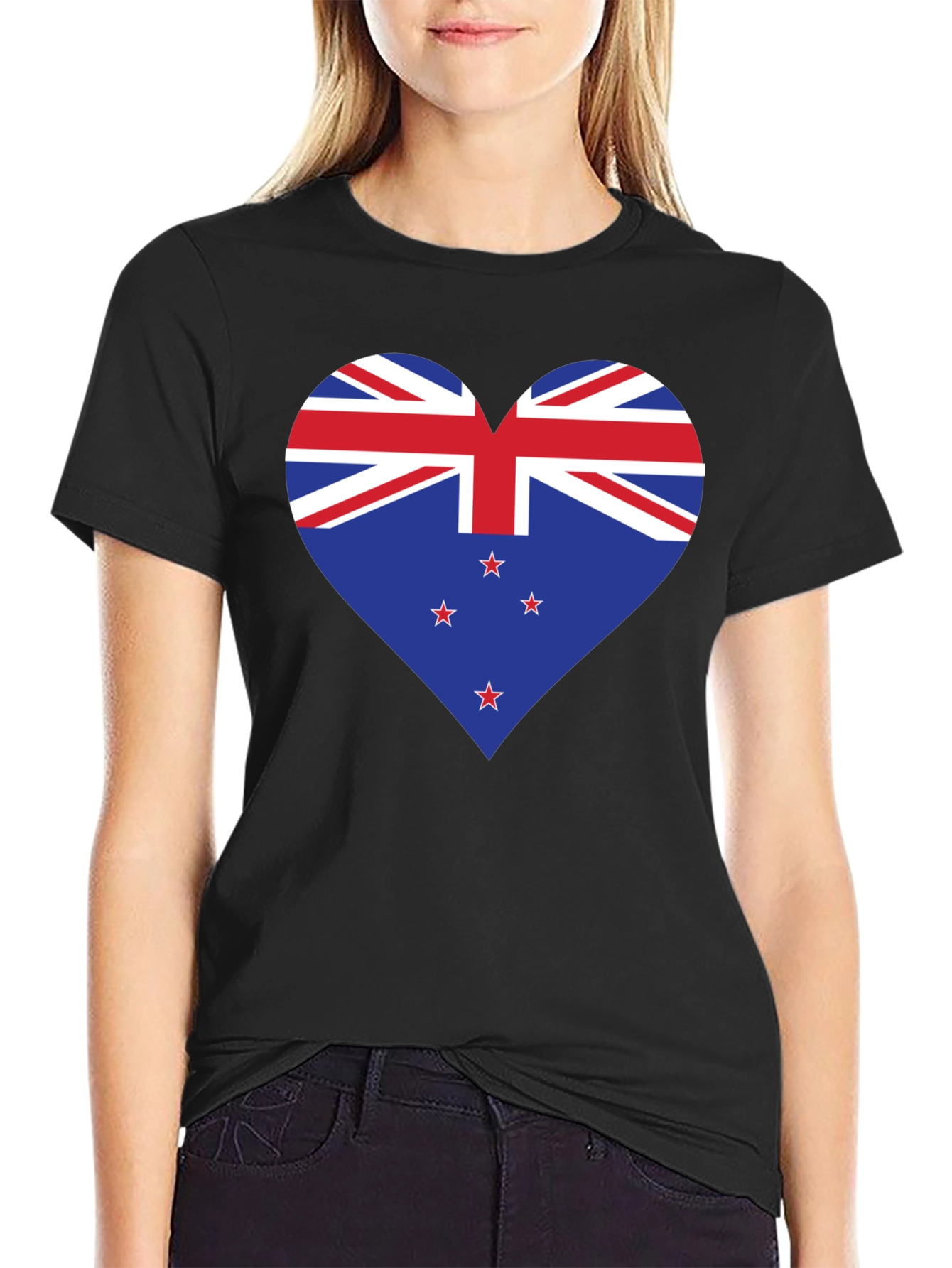 New Zealand Flag Heart Graphic T-Shirt