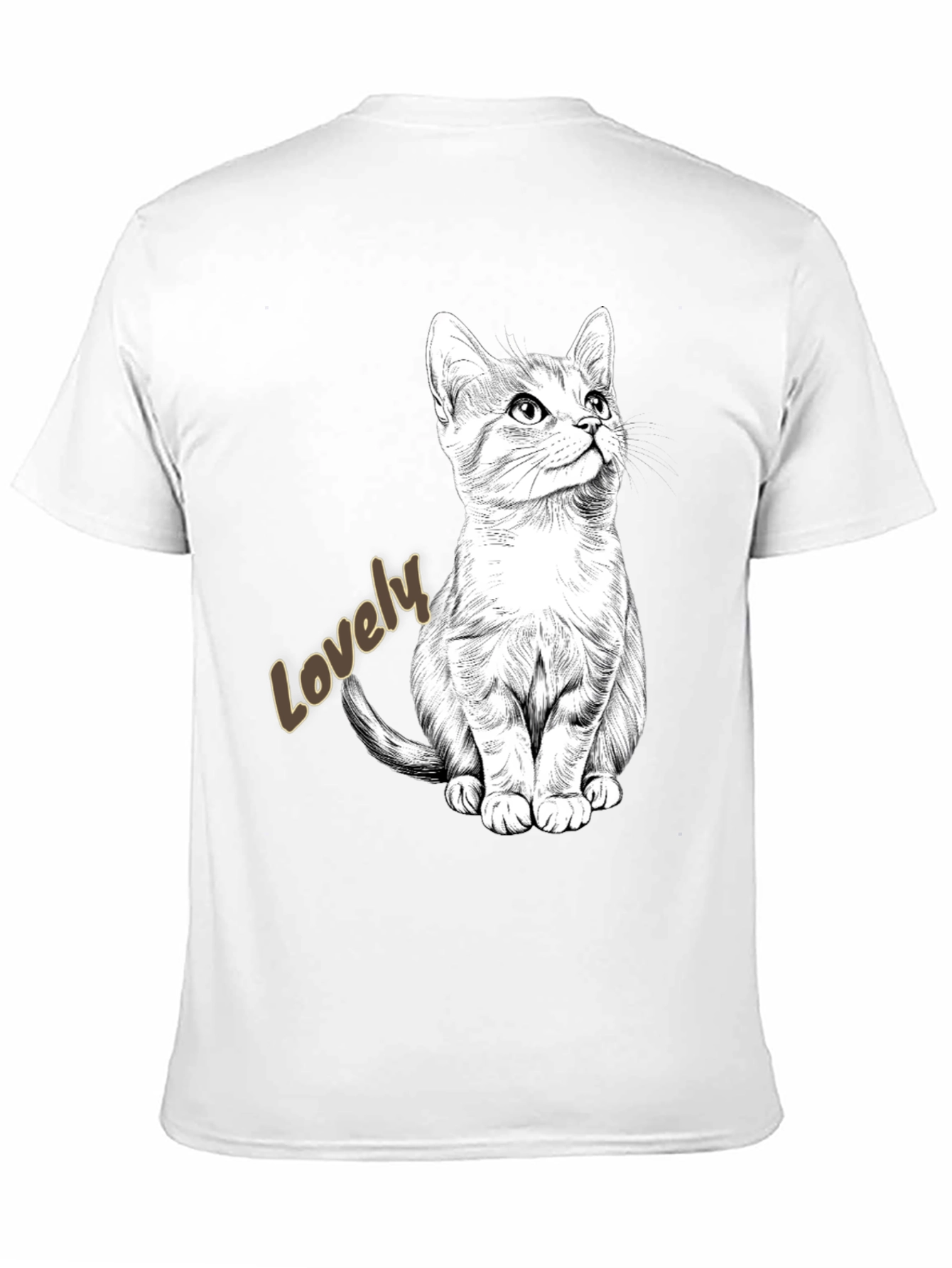 Lovely Cat Graphic Tee - Black Cotton Casual Shirt
