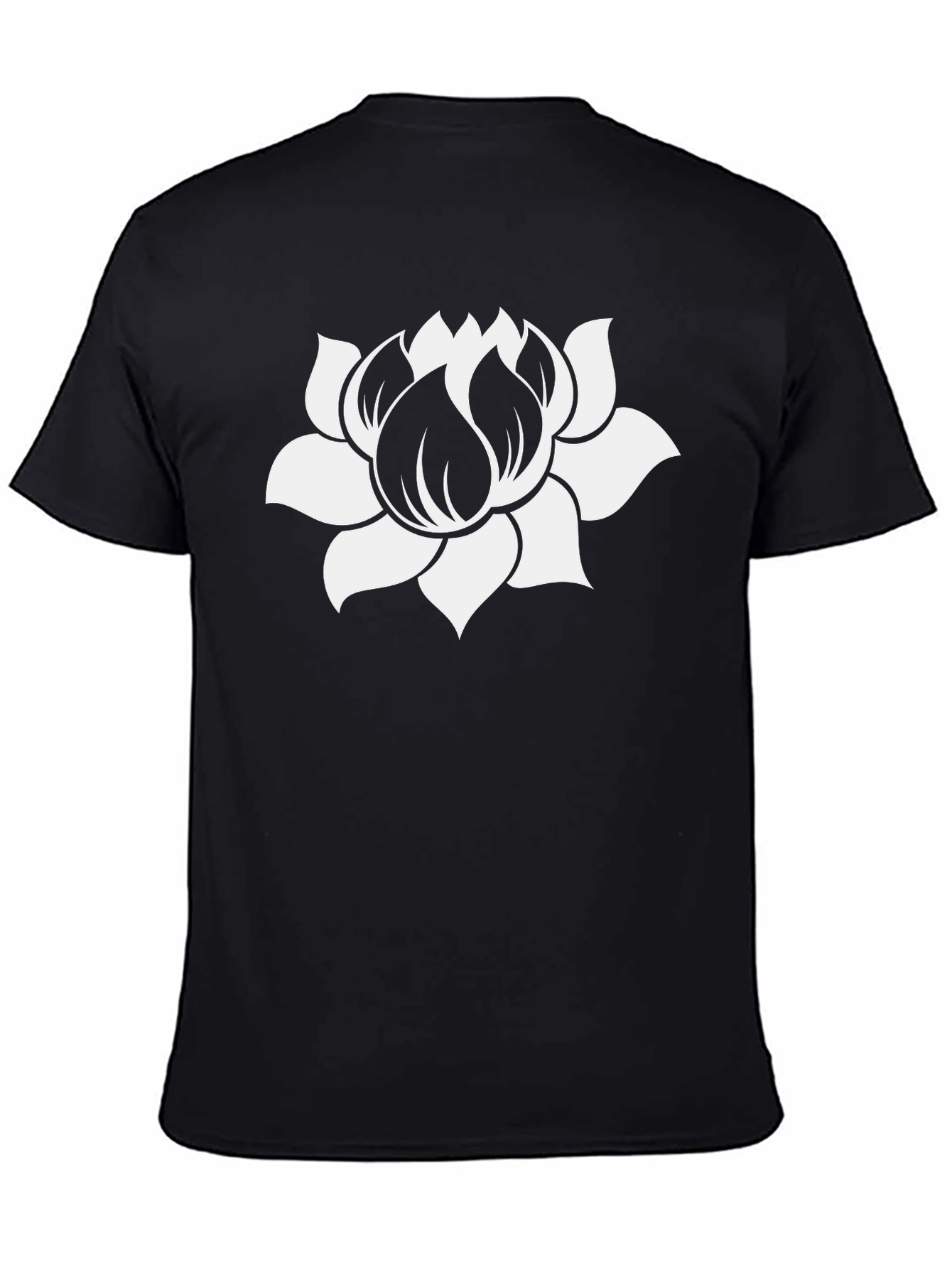 Lotus Flower Graphic Tee - Black Cotton Blend T-Shirt