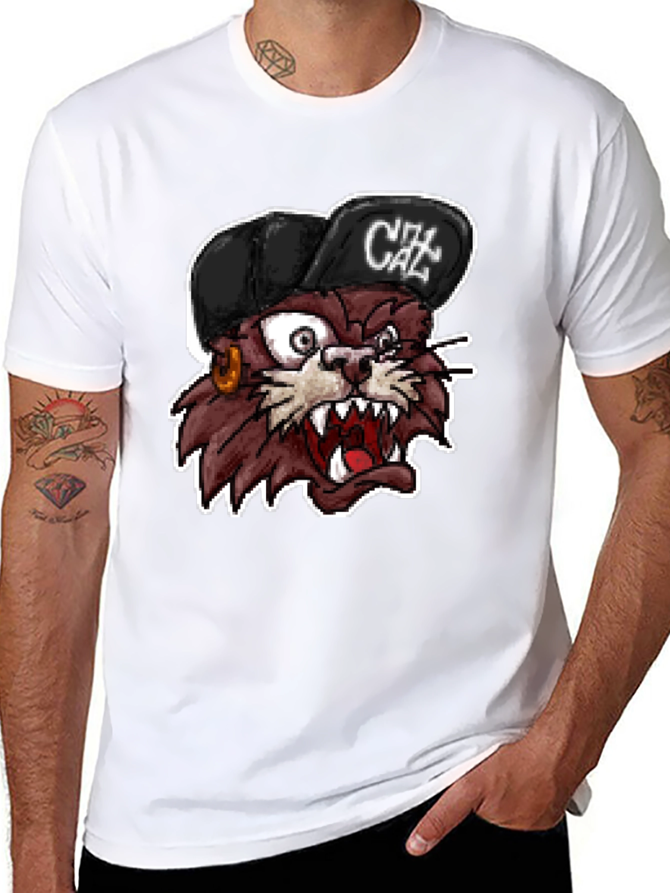 Cartoon Cat Graphic T-Shirt