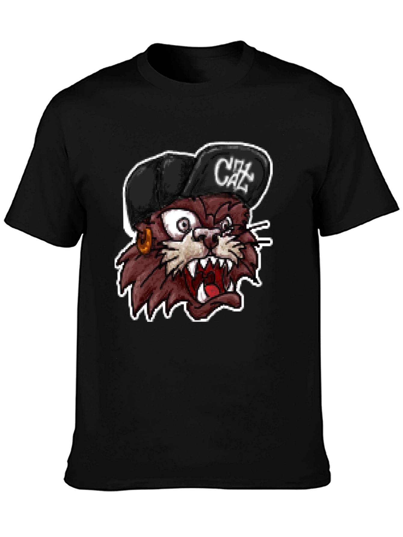 Cartoon Cat Graphic T-Shirt