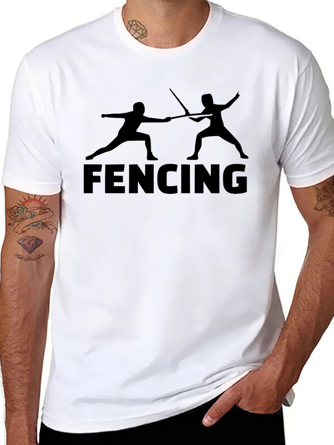 Fencing Silhouette Black T-Shirt