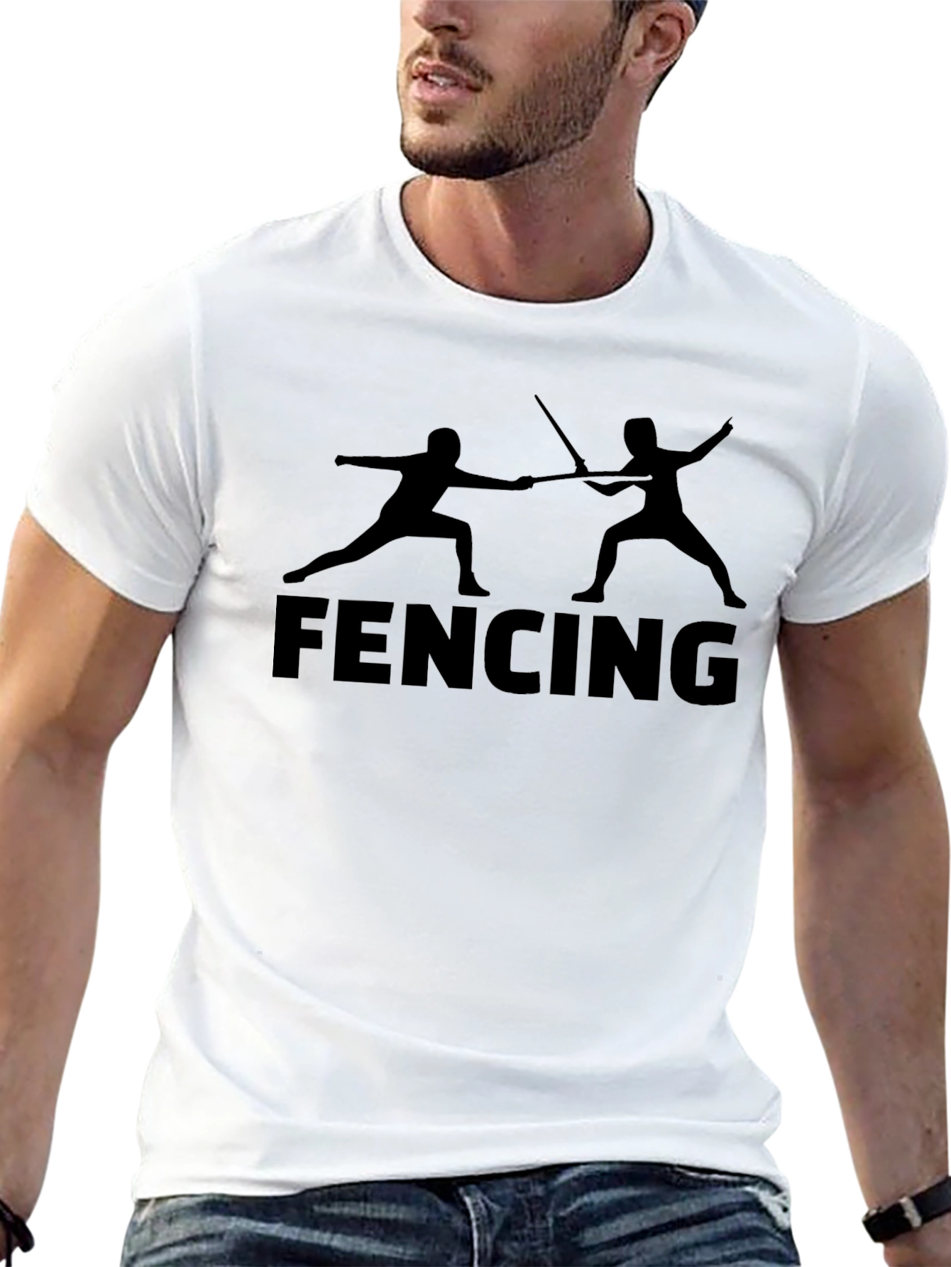Fencing Silhouette Black T-Shirt