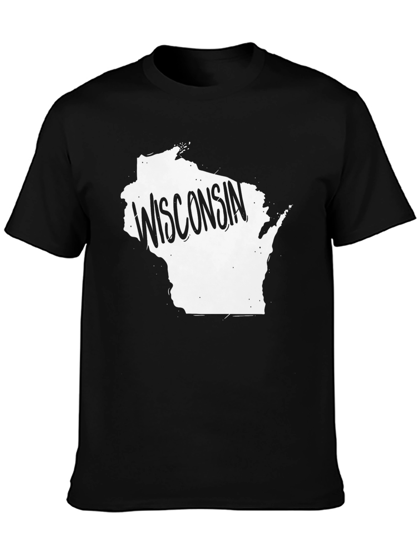 Wisconsin State Outline Graphic Tee - Black