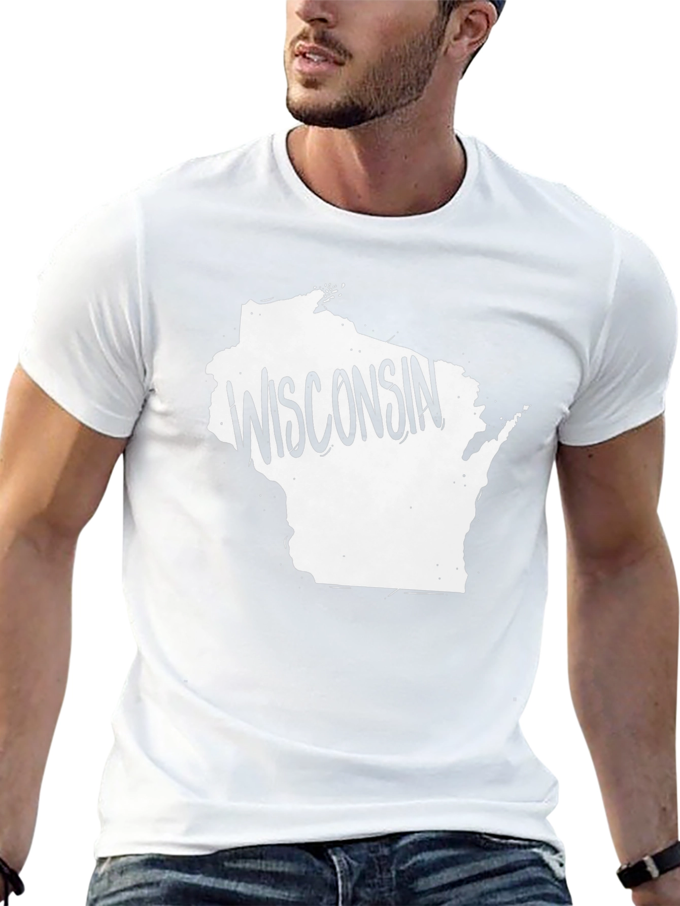 Wisconsin State Outline Graphic Tee - Black