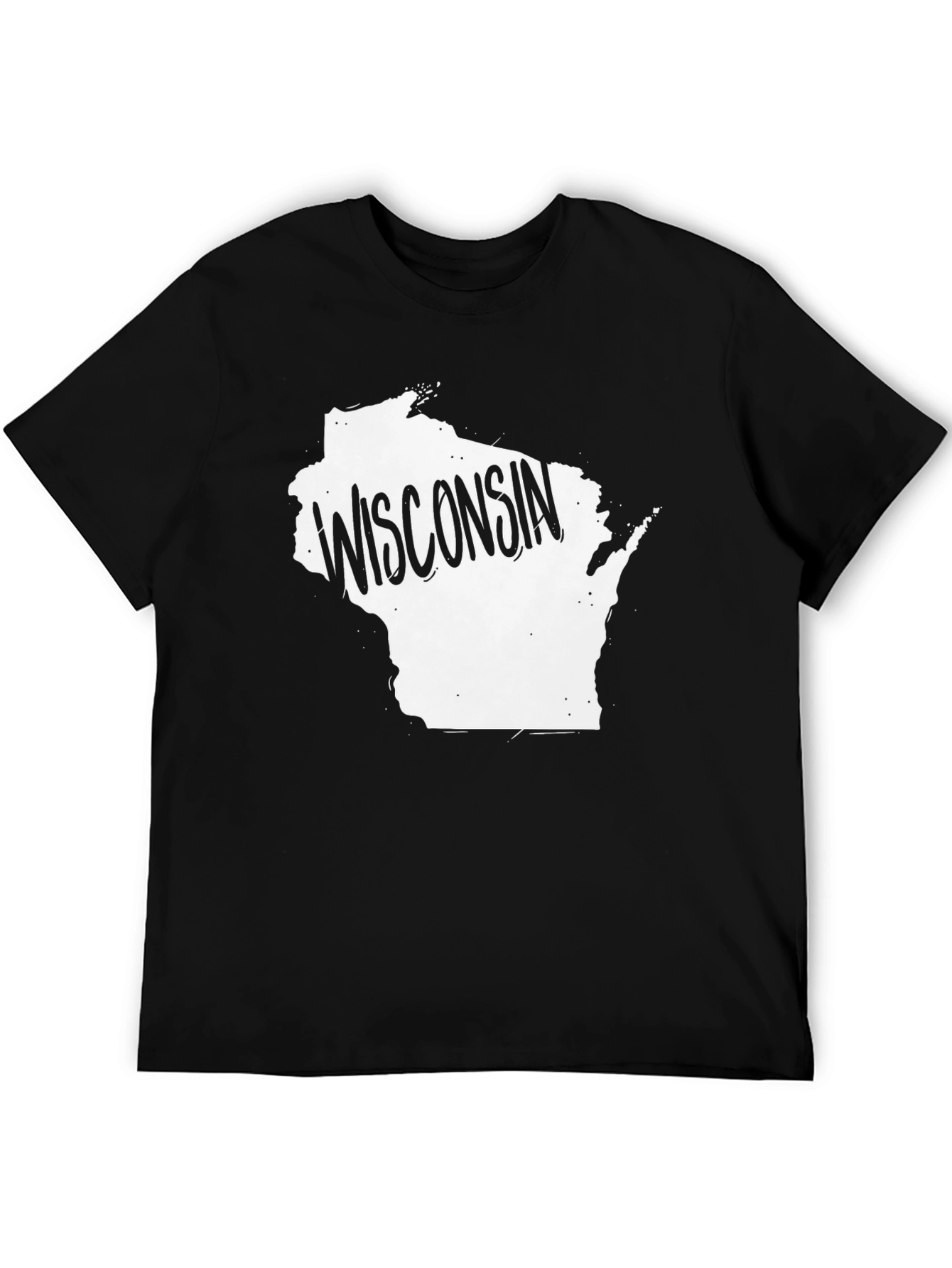 Wisconsin State Outline Graphic Tee - Black