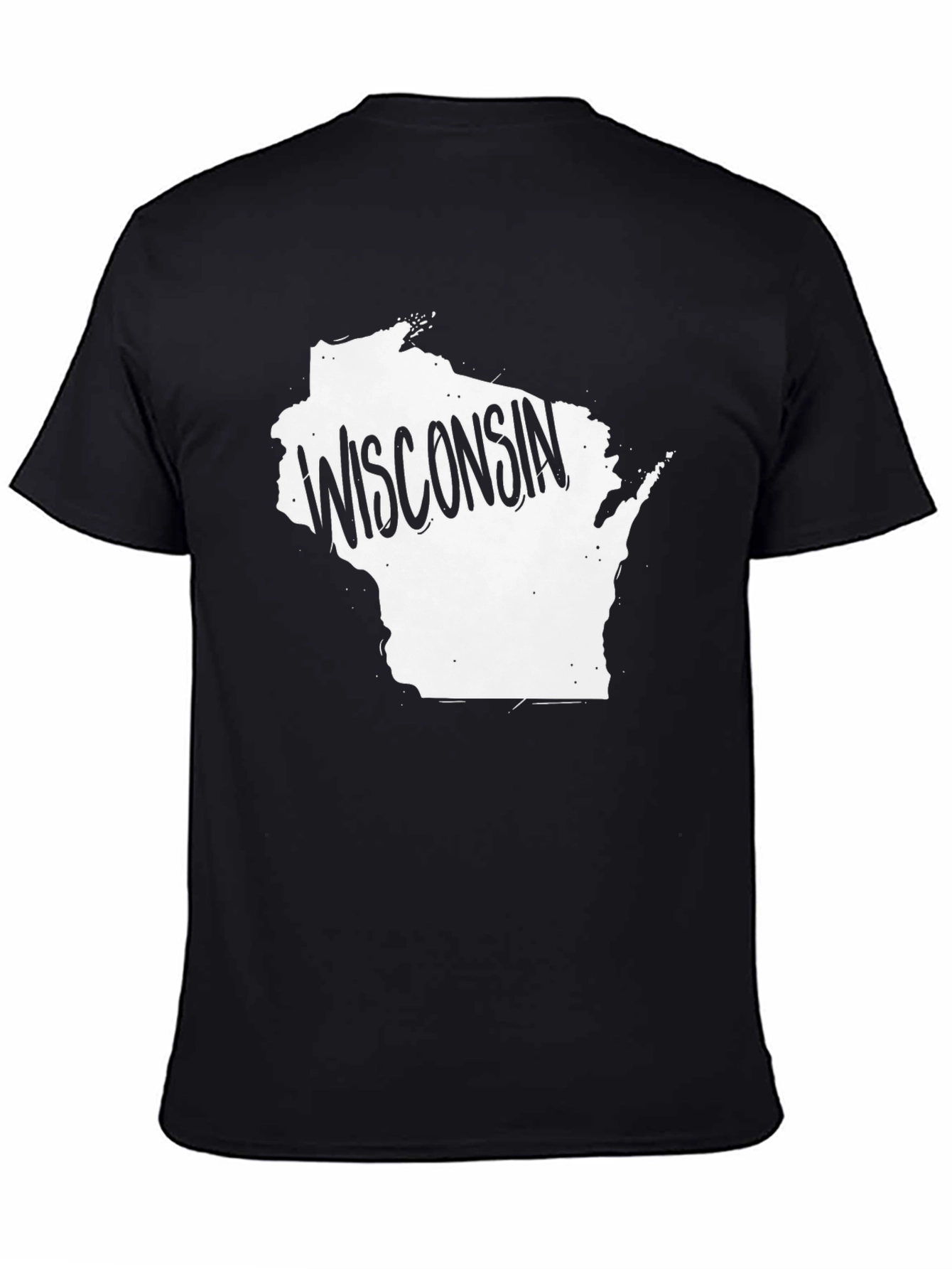Wisconsin State Outline Graphic Tee - Black