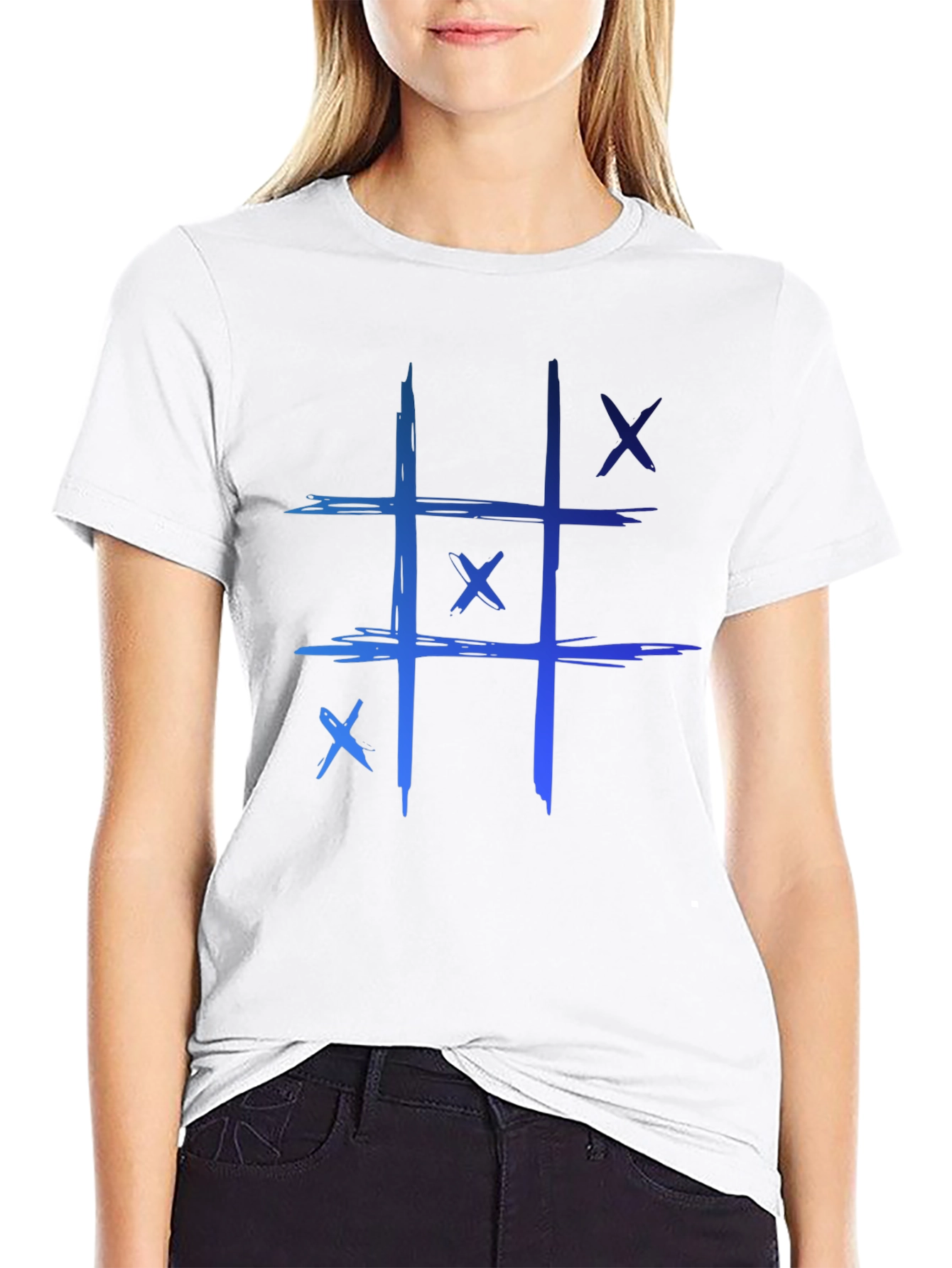 Tic-Tac-Toe Graphic Tee - Casual Black T-Shirt