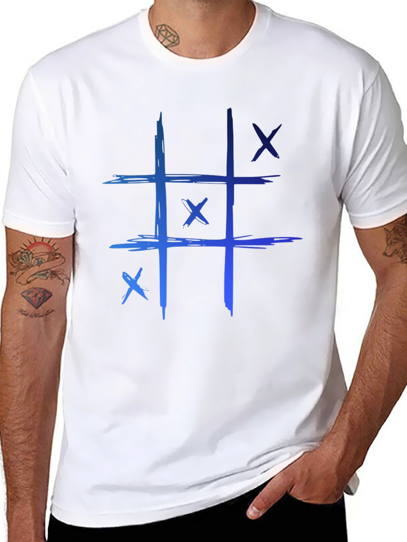 Tic-Tac-Toe Graphic Tee - Casual Black T-Shirt