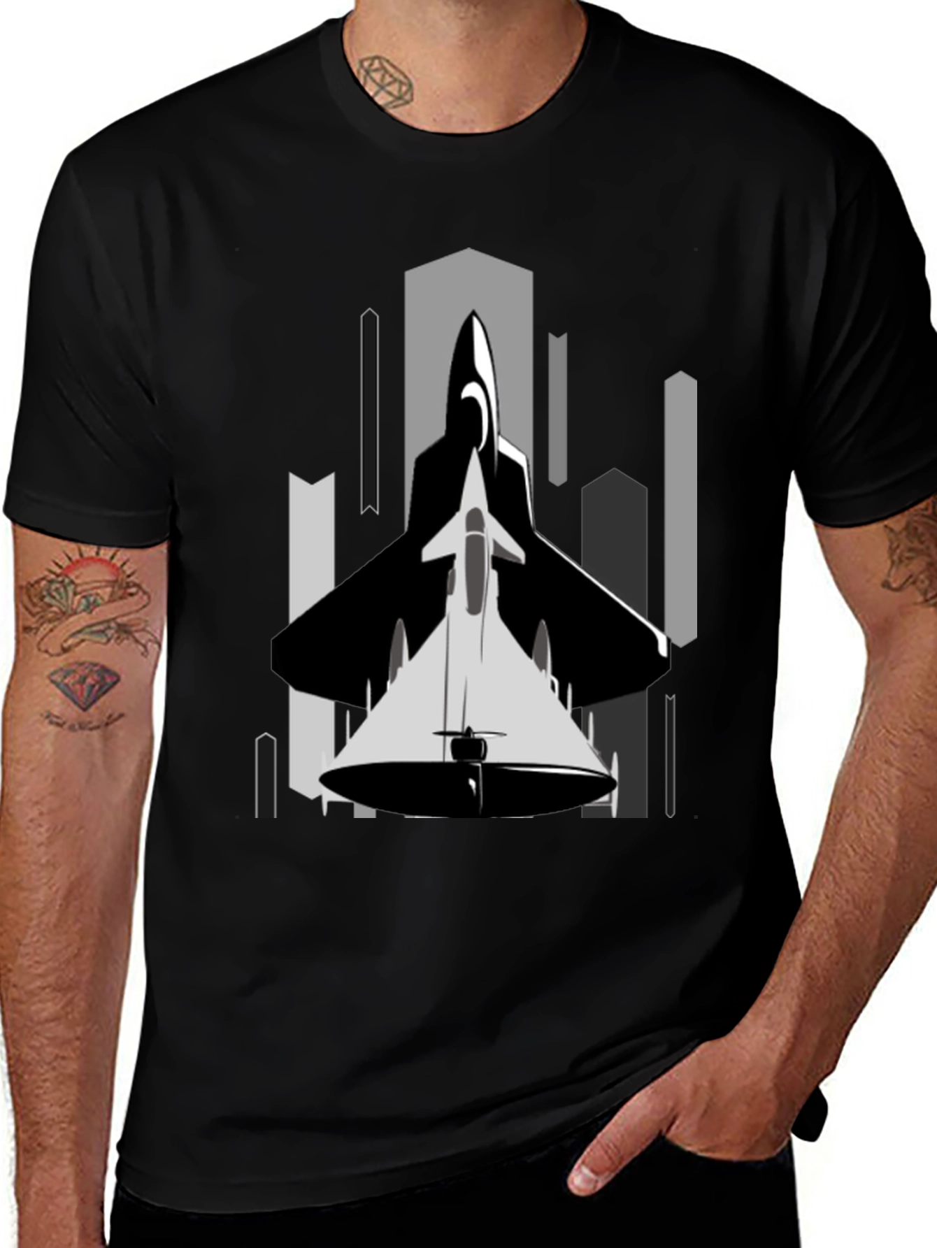 Stealth Jet Graphic Tee - Urban Style Black T-Shirt