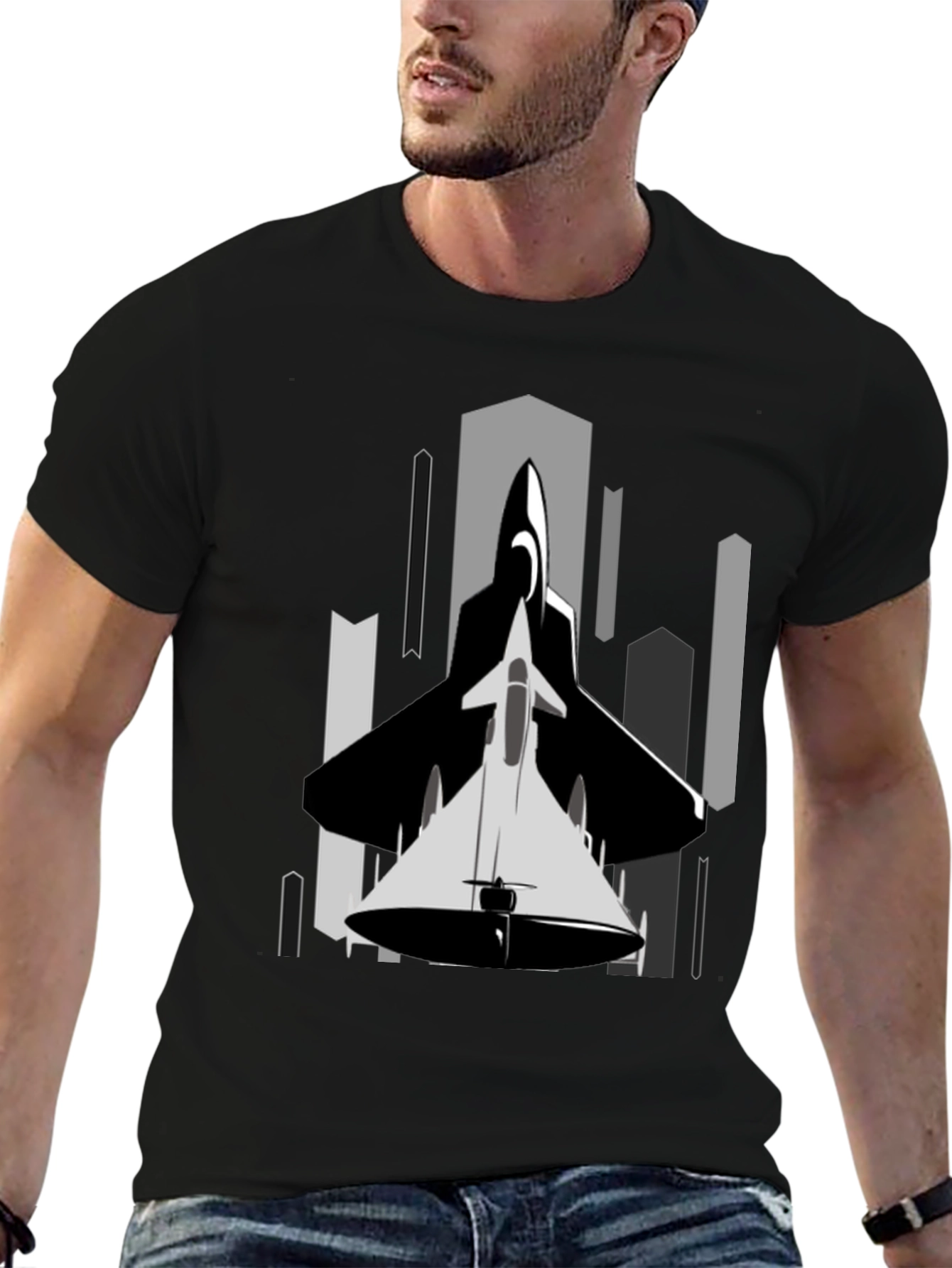 Stealth Jet Graphic Tee - Urban Style Black T-Shirt