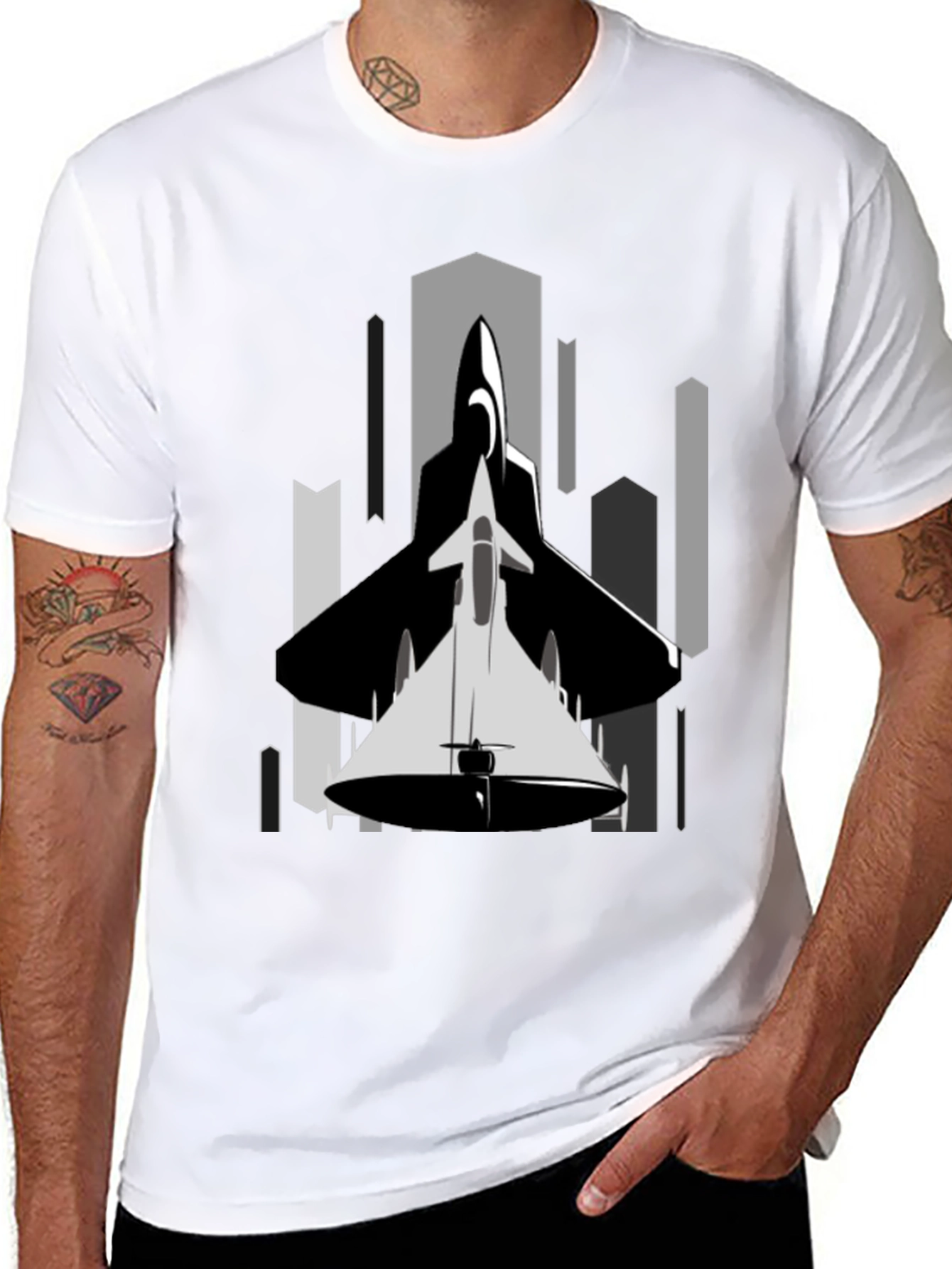 Stealth Jet Graphic Tee - Urban Style Black T-Shirt