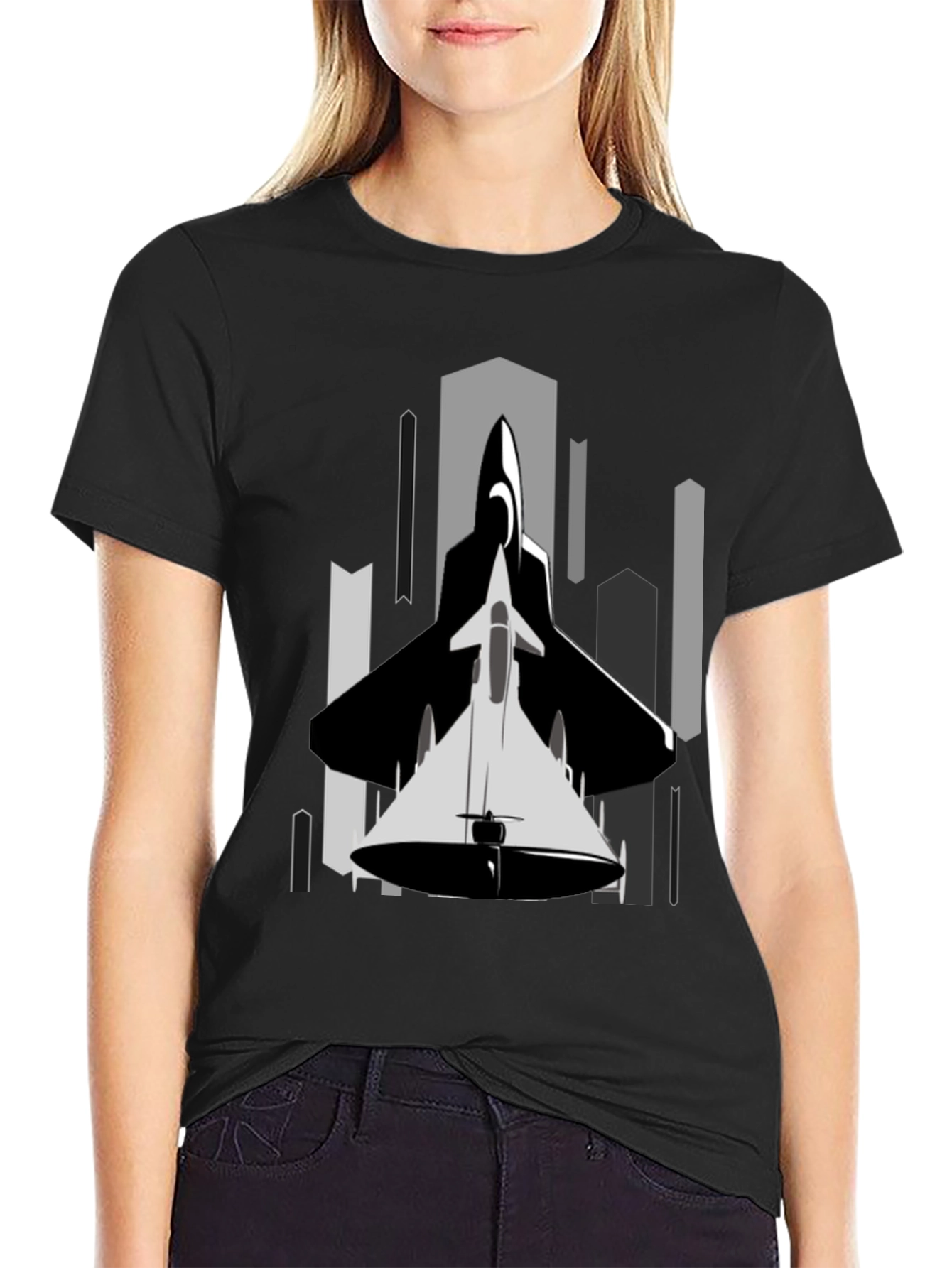 Stealth Jet Graphic Tee - Urban Style Black T-Shirt