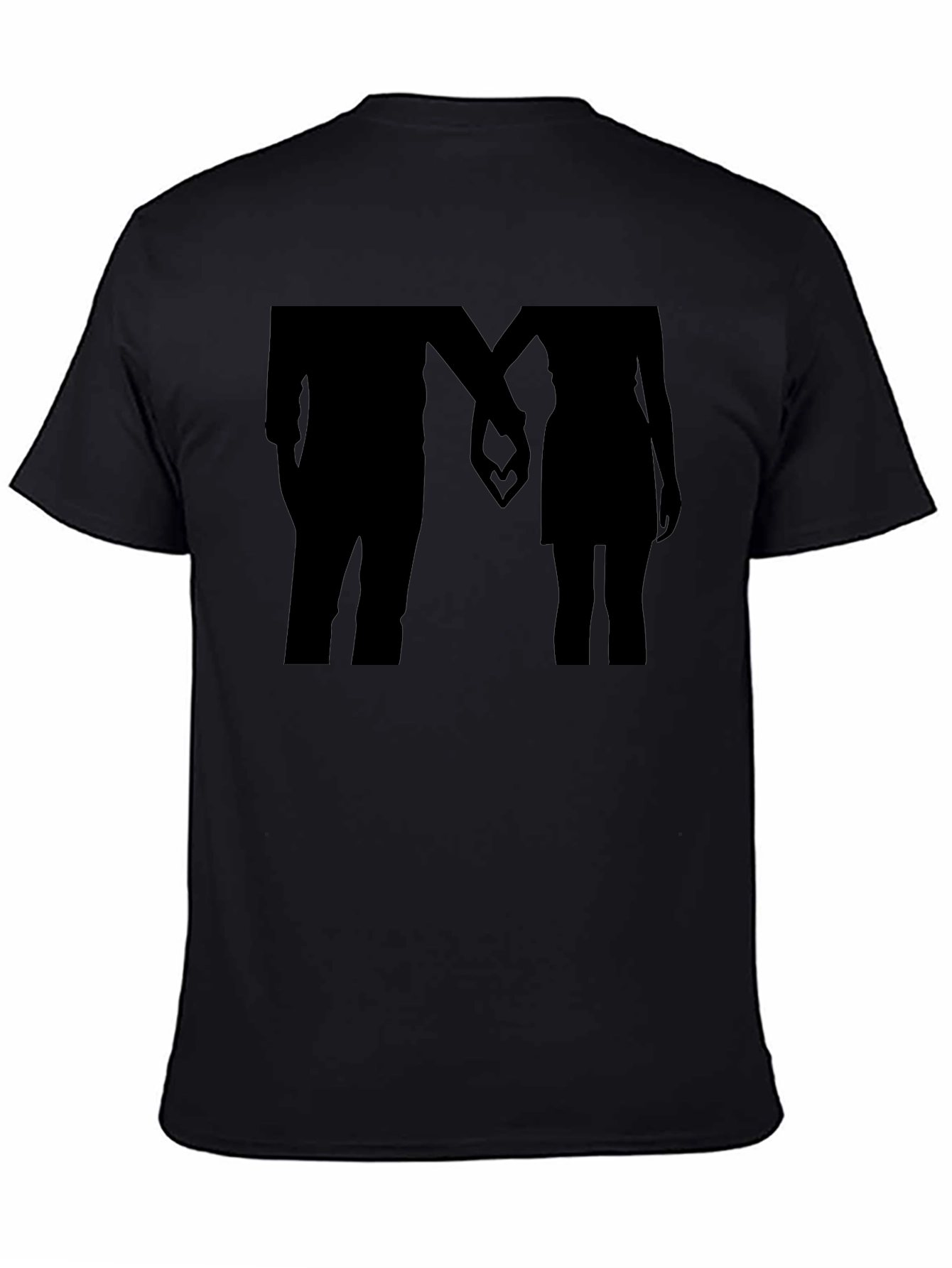 Romantic Couple Silhouette Black T-Shirt
