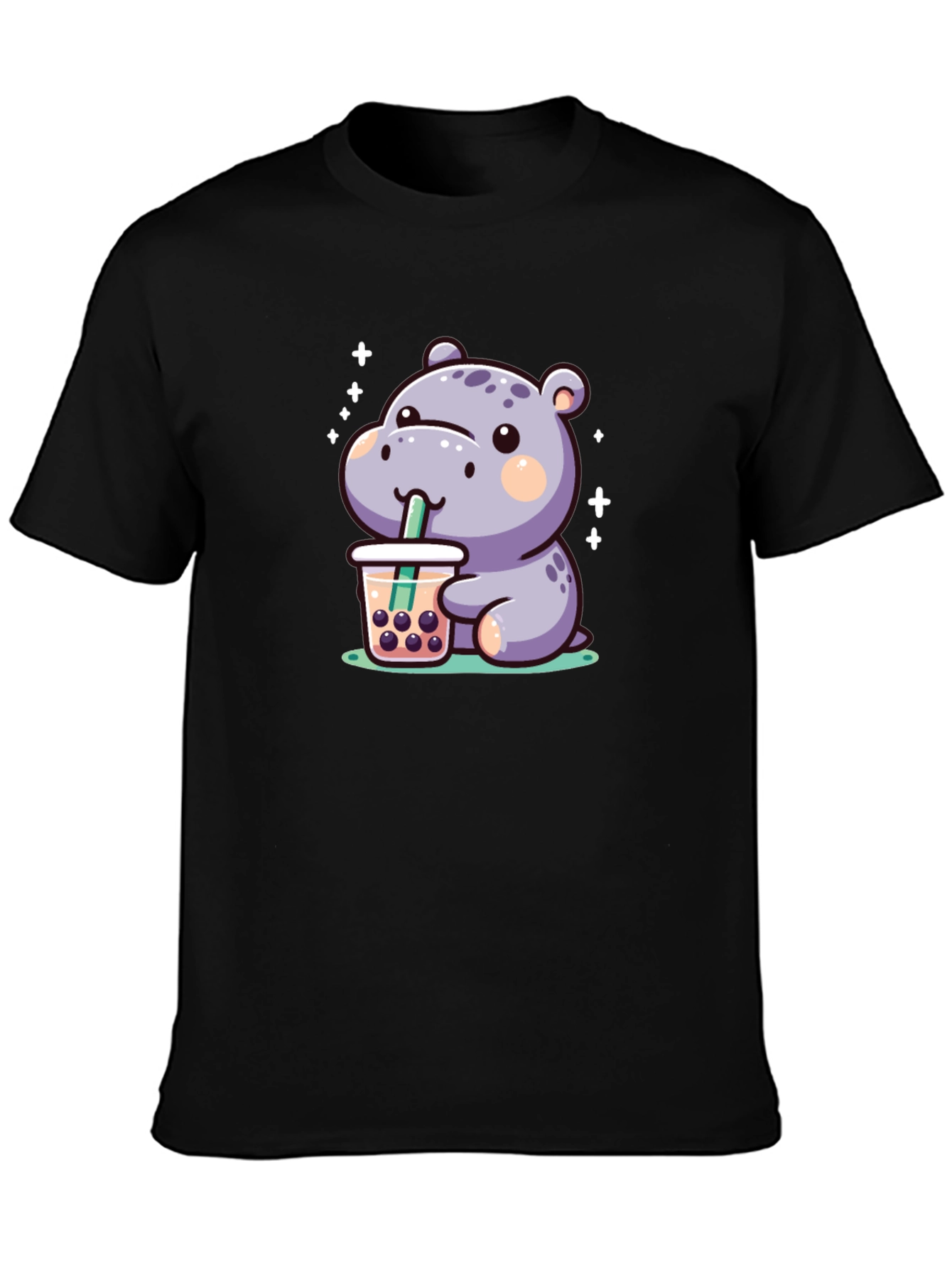 Hippo Bubble Tea Graphic T-Shirt