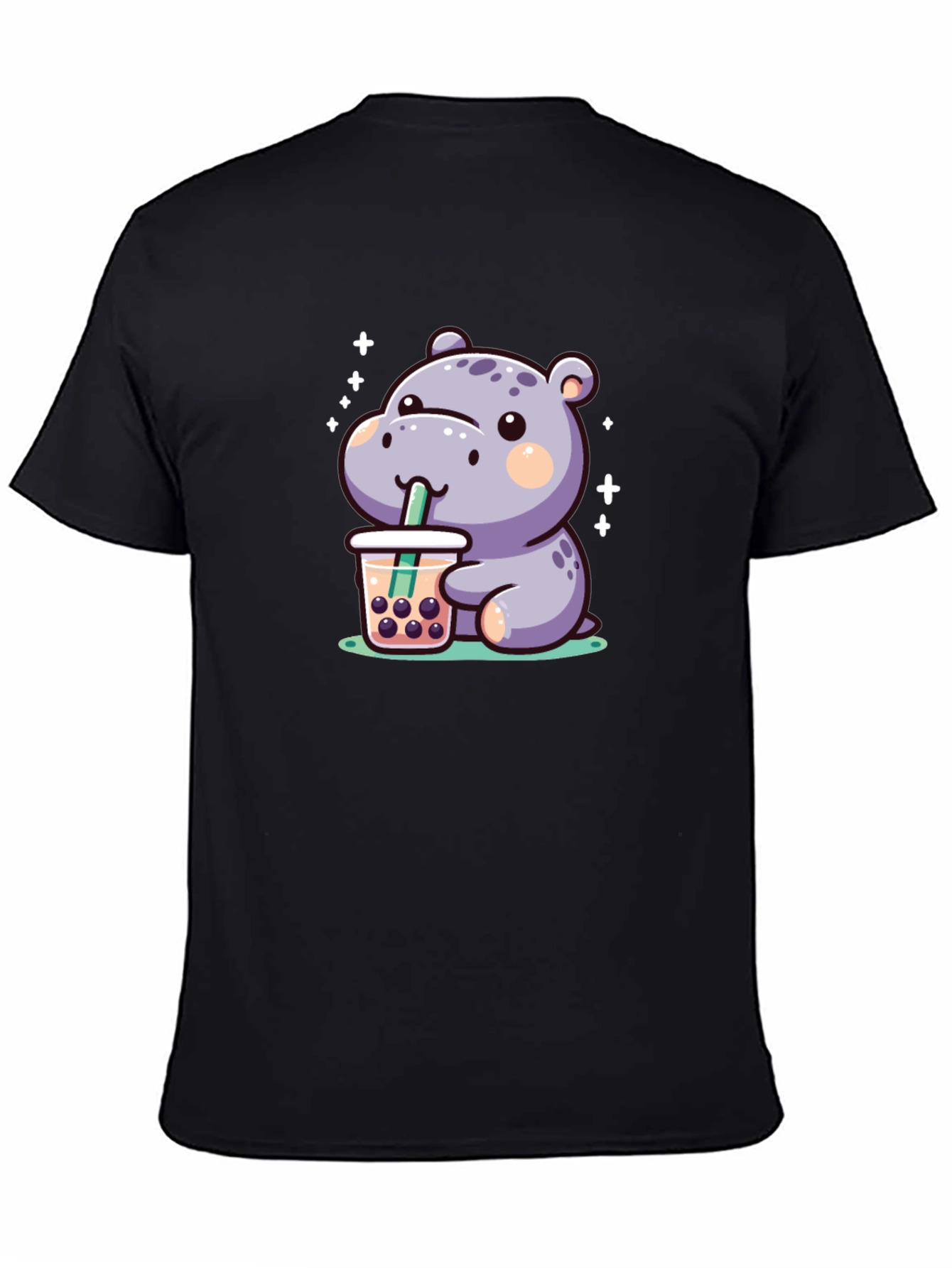 Hippo Bubble Tea Graphic T-Shirt