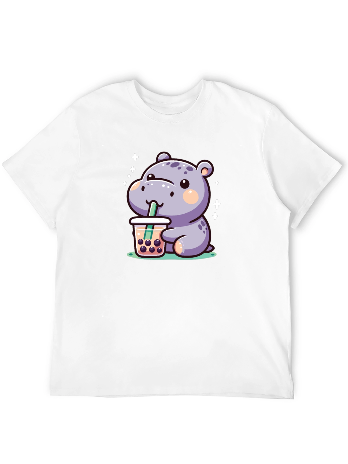 Hippo Bubble Tea Graphic T-Shirt