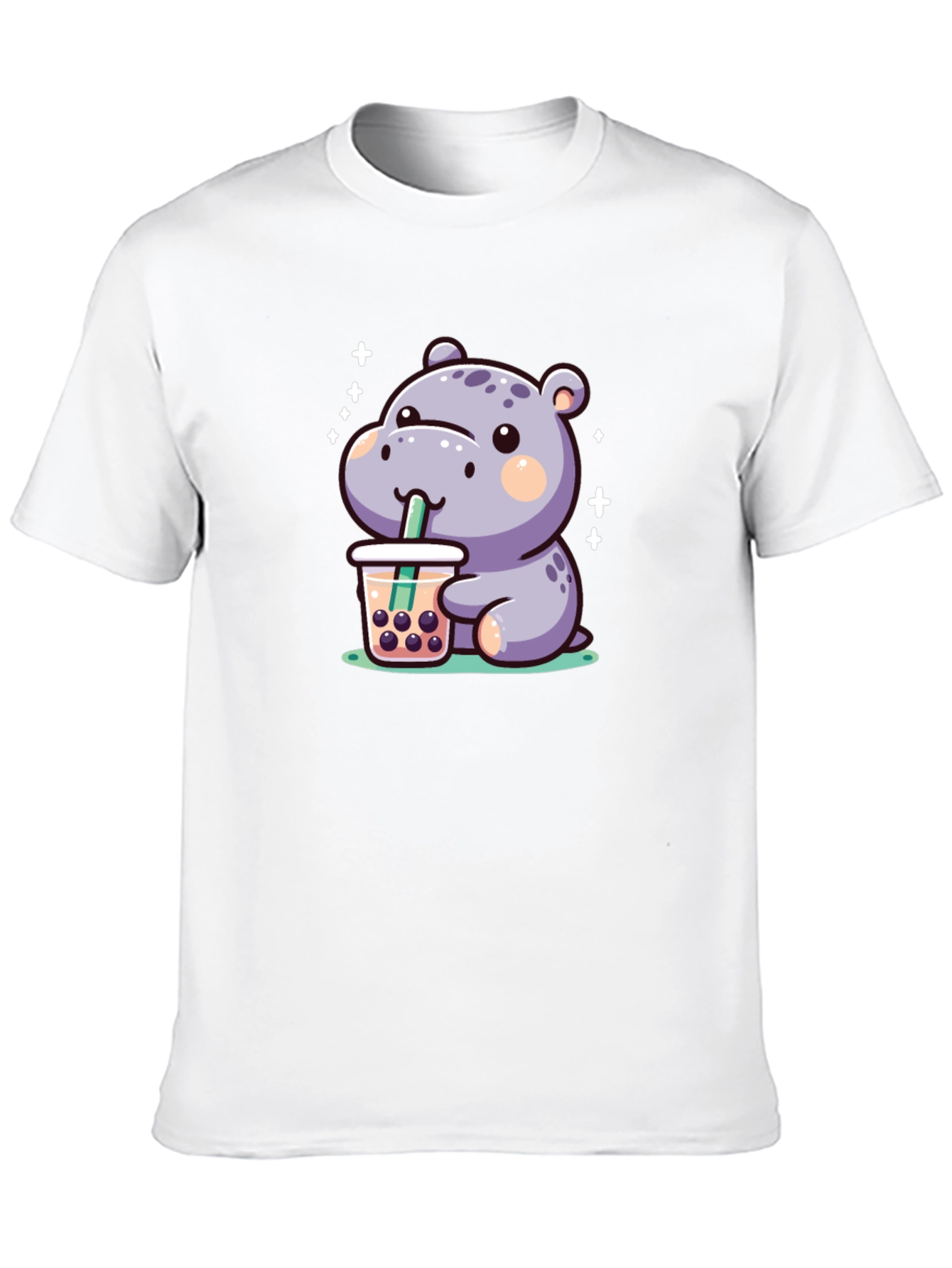 Hippo Bubble Tea Graphic T-Shirt