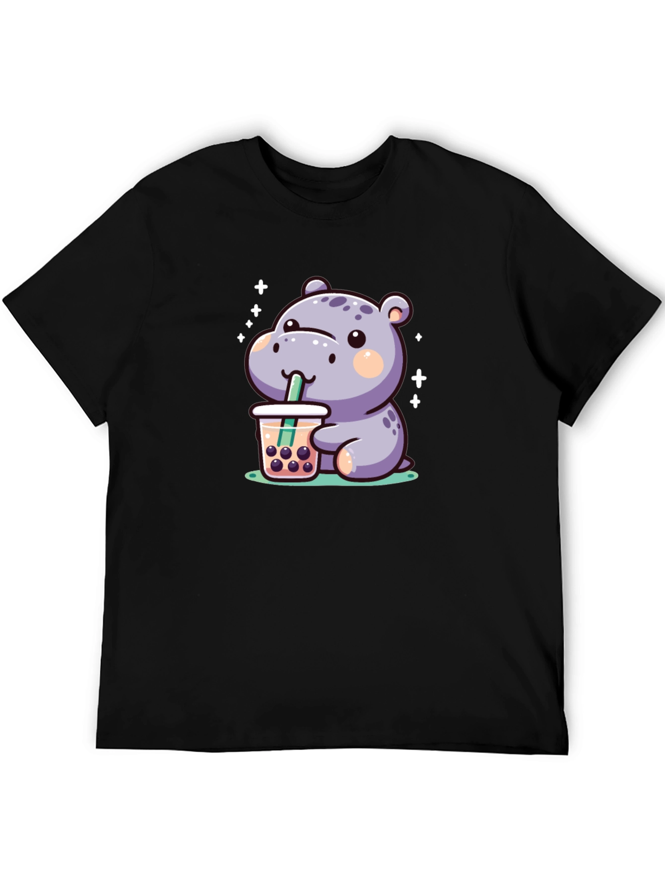 Hippo Bubble Tea Graphic T-Shirt