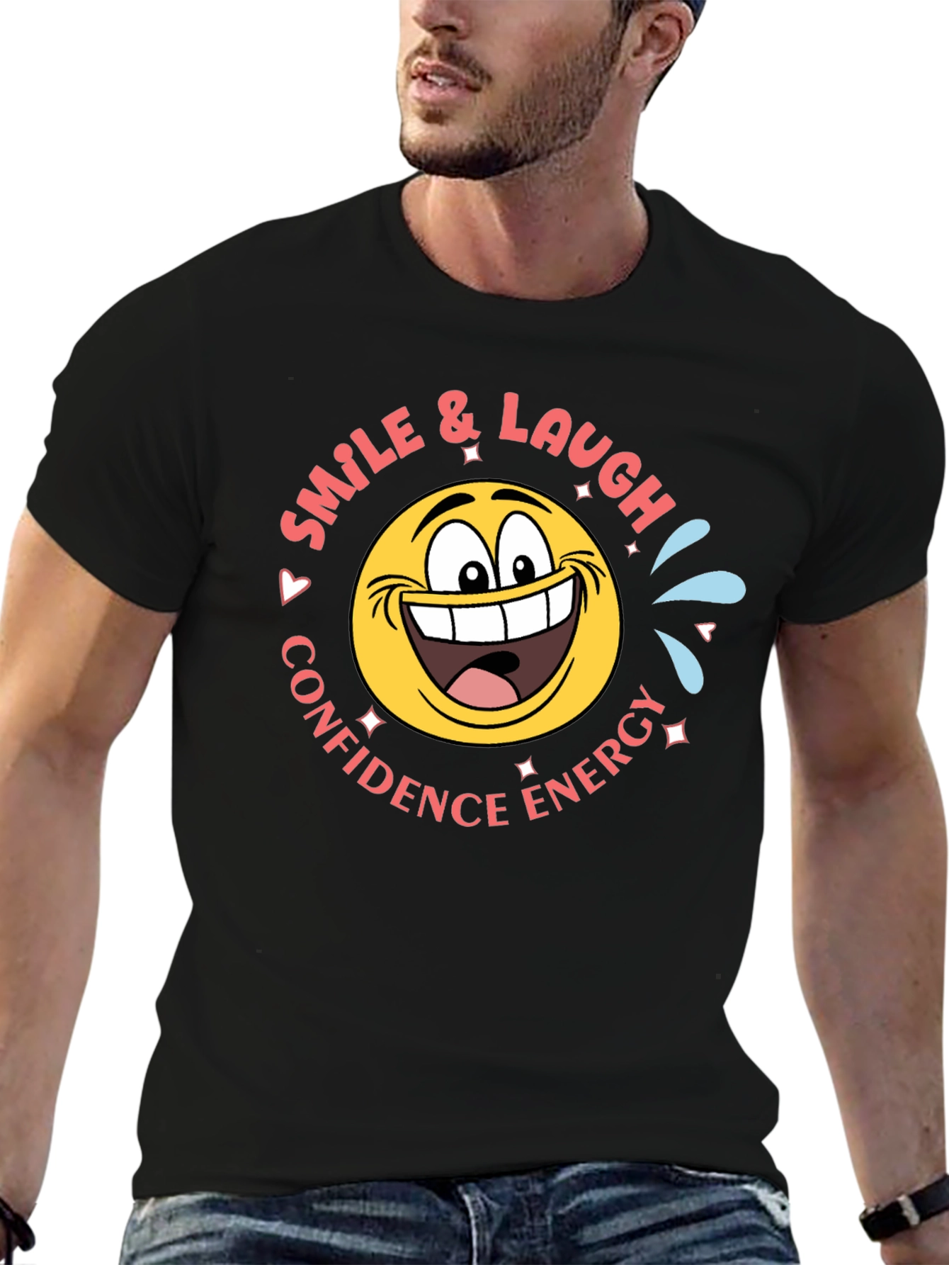 Smile & Laugh Emoji T-Shirt - Black