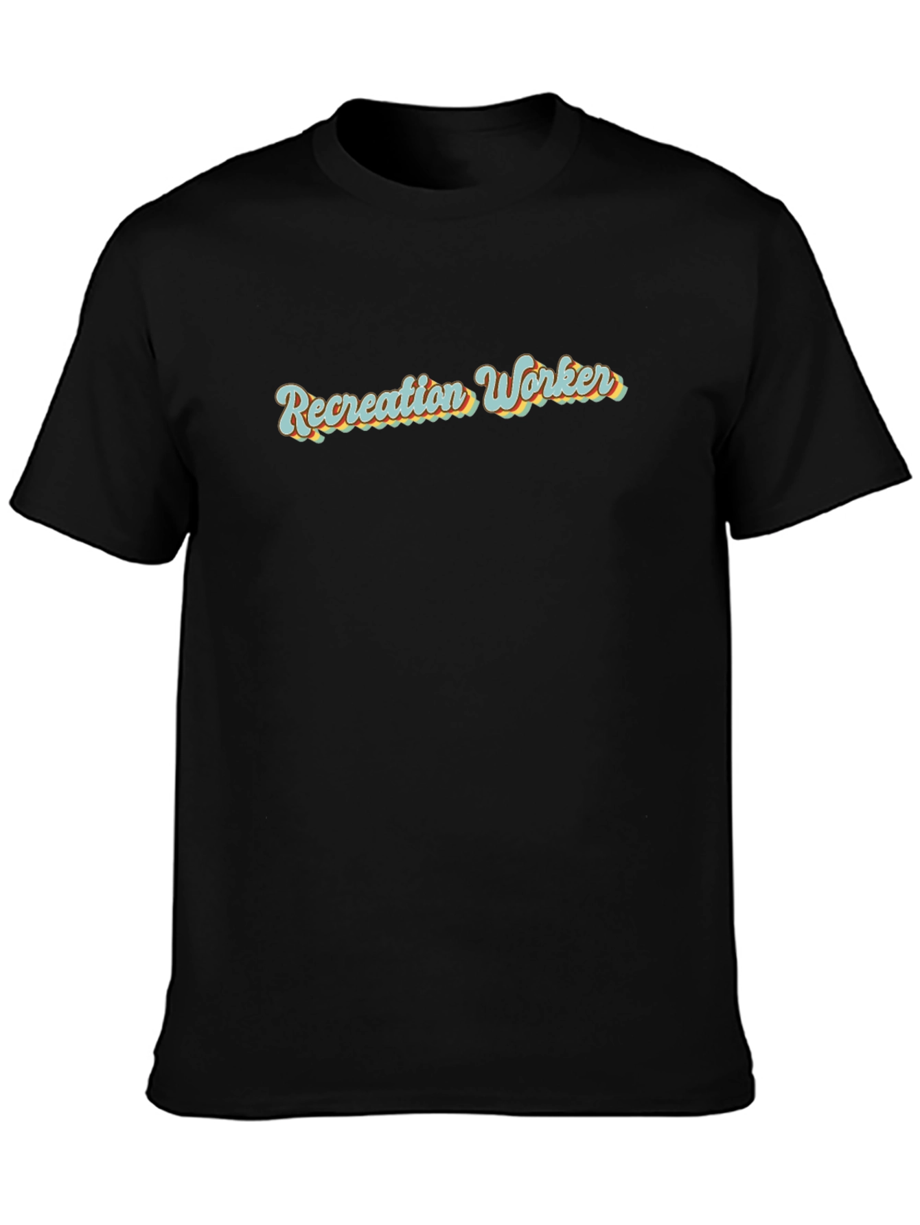 Recreation Worker Graphic Print Black T-Shirt