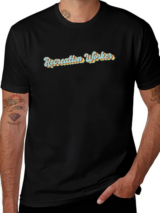 Recreation Worker Graphic Print Black T-Shirt