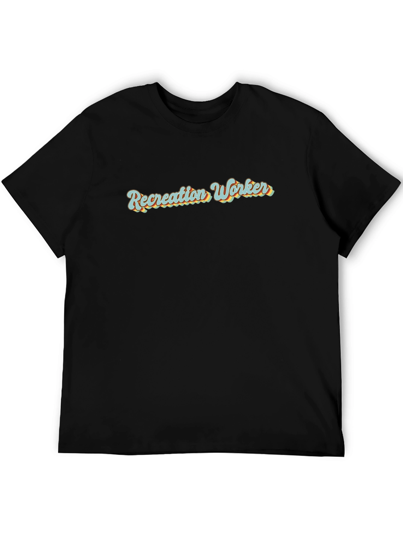 Recreation Worker Graphic Print Black T-Shirt