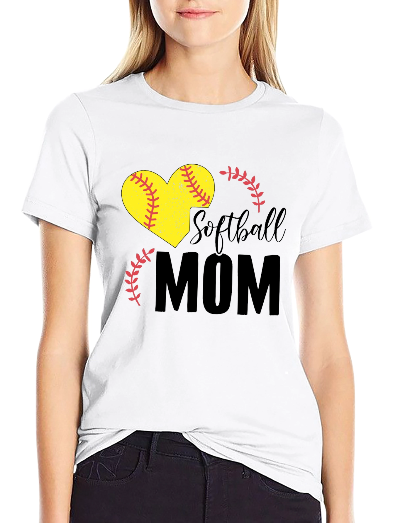 Softball Mom Heart Graphic Tee