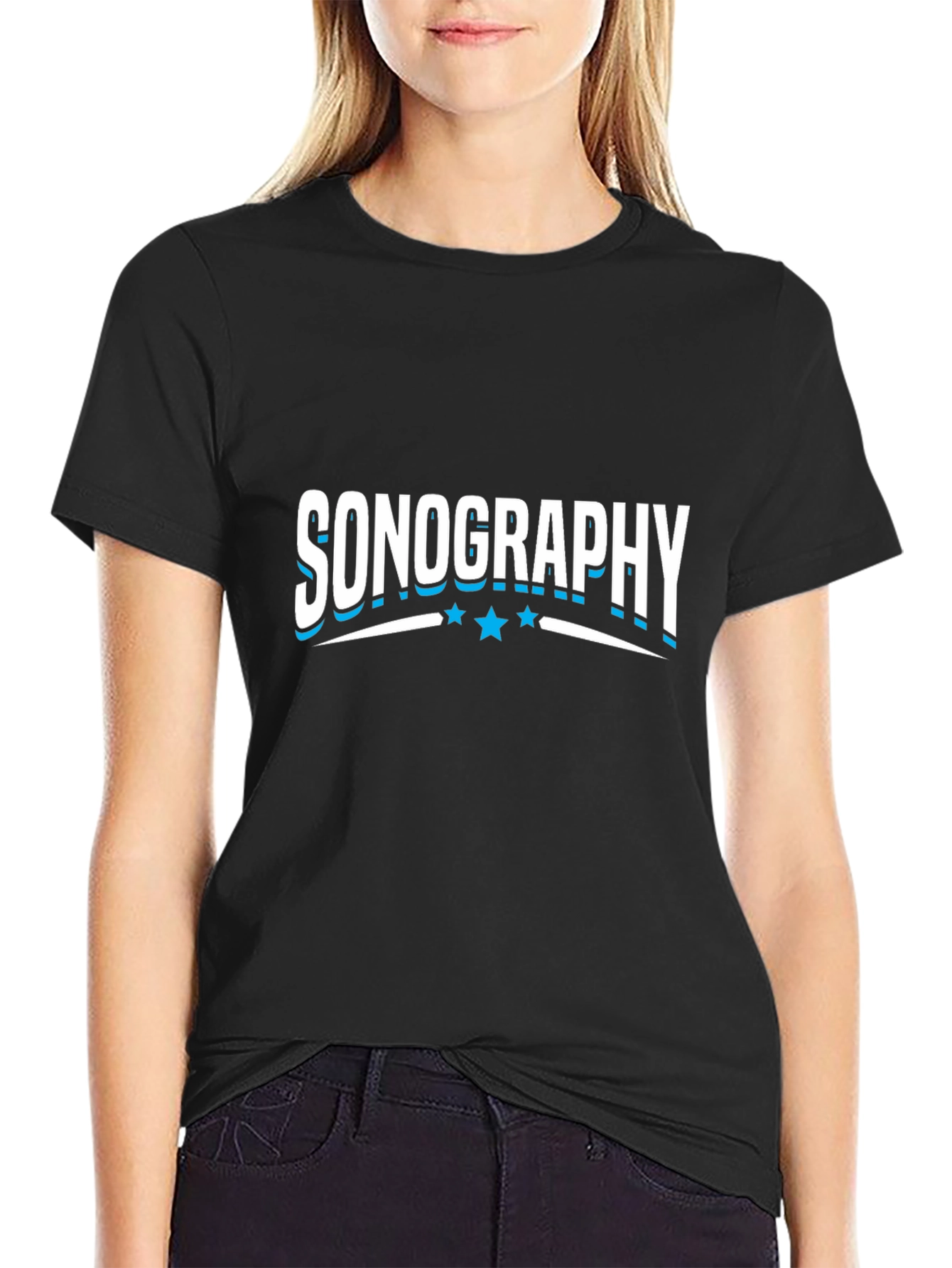 Sonography Graphic T-Shirt - Black Crew Neck Tee