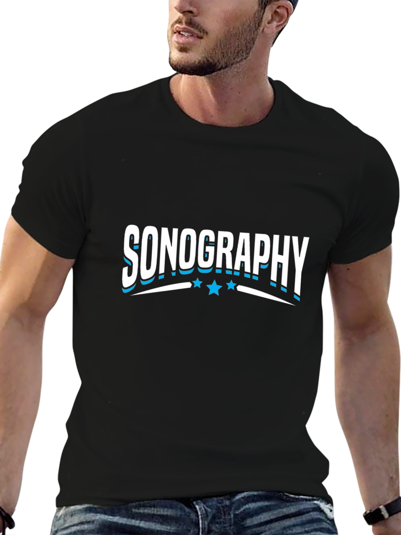Sonography Graphic T-Shirt - Black Crew Neck Tee