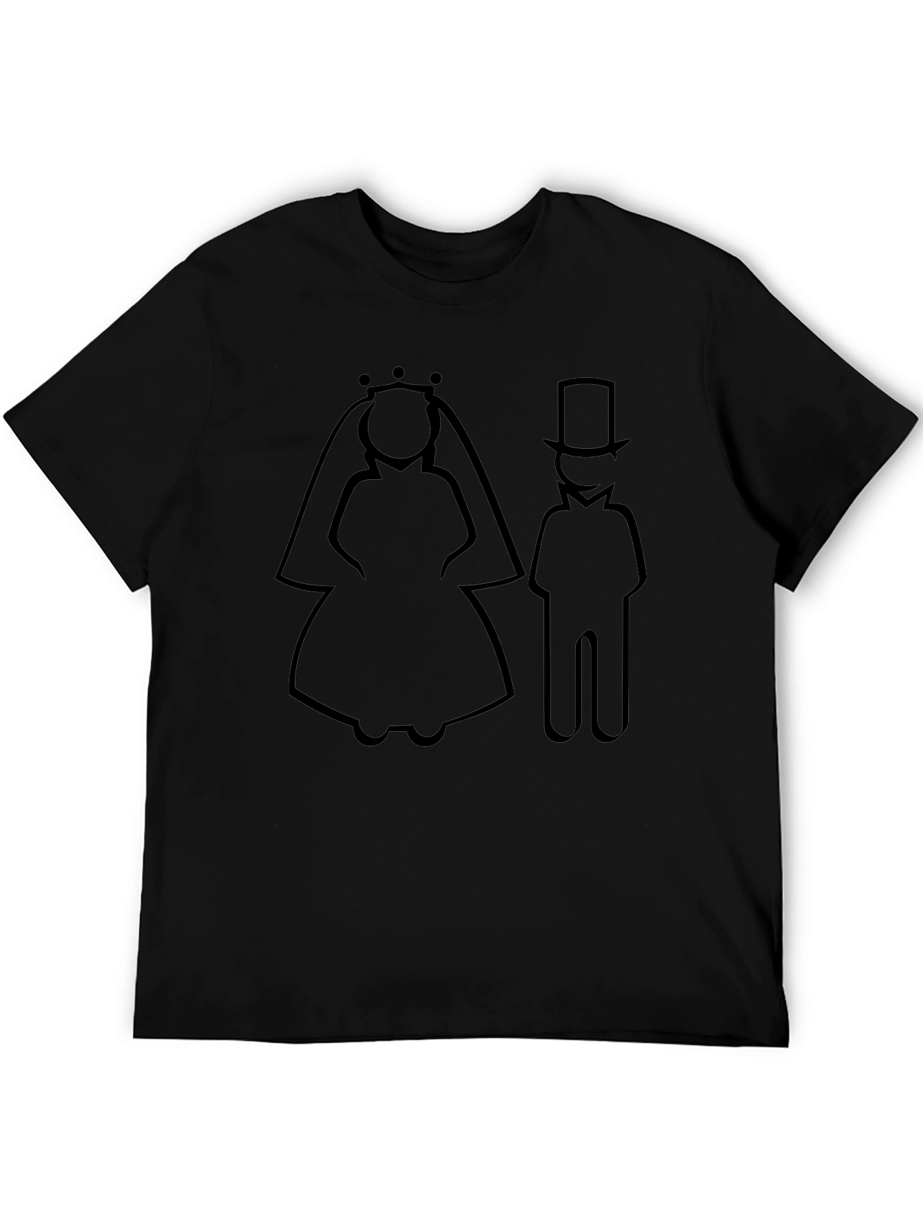 Bride and Groom Silhouette Graphic T-Shirt