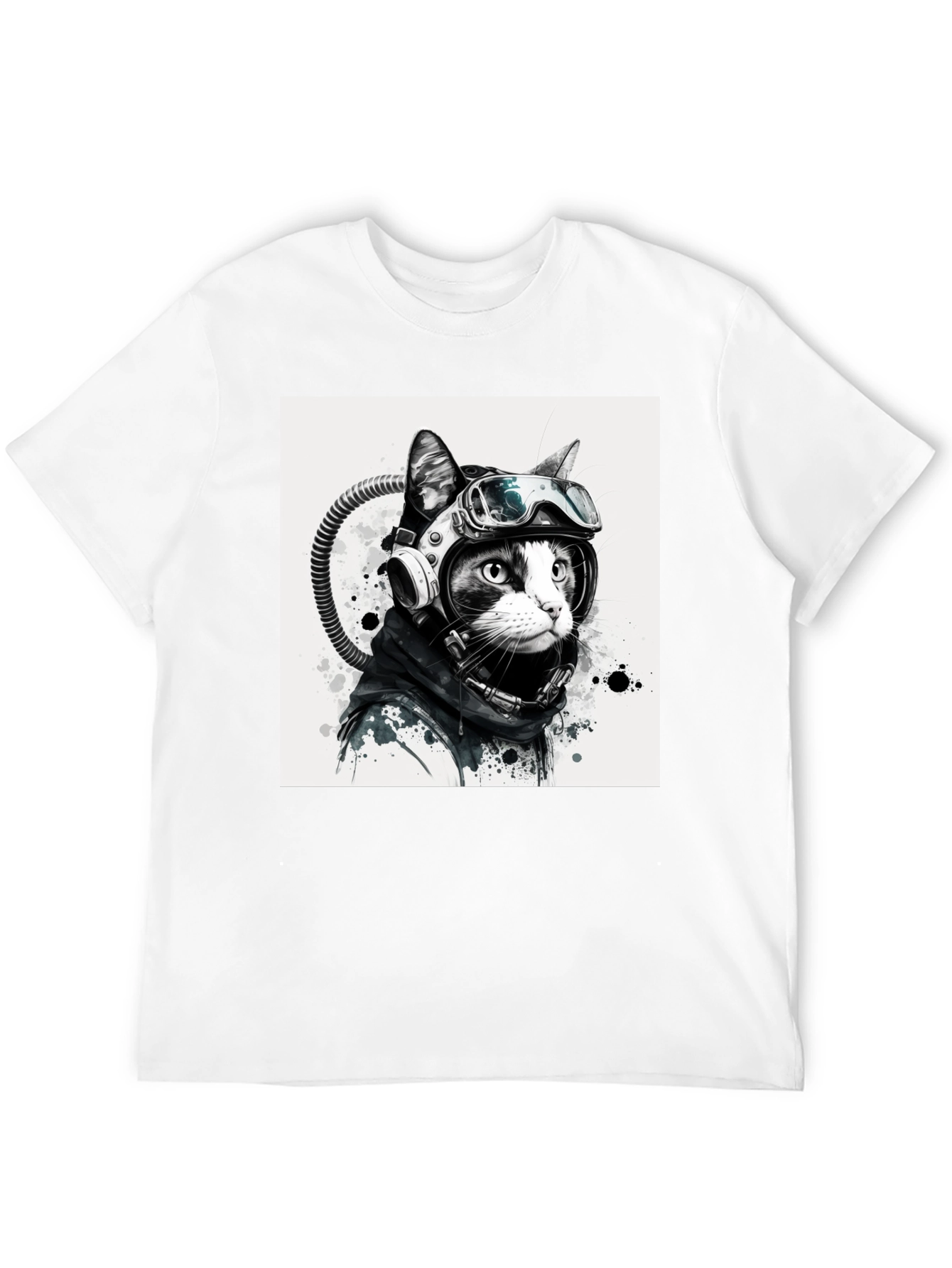 Cool Cat Astronaut Graphic Tee - Black