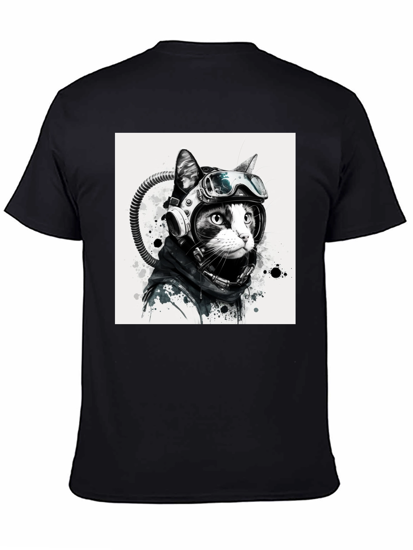 Cool Cat Astronaut Graphic Tee - Black