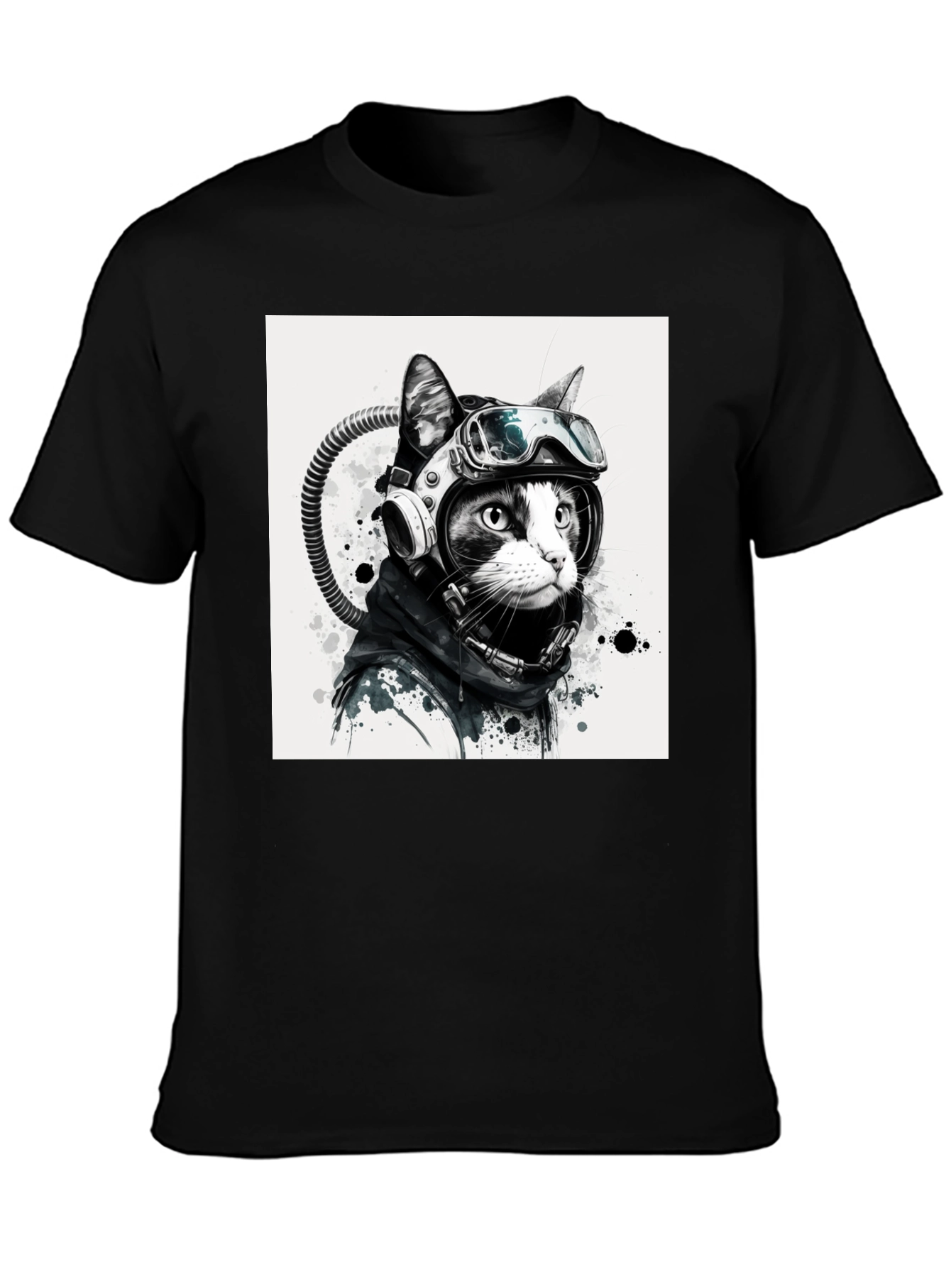 Cool Cat Astronaut Graphic Tee - Black
