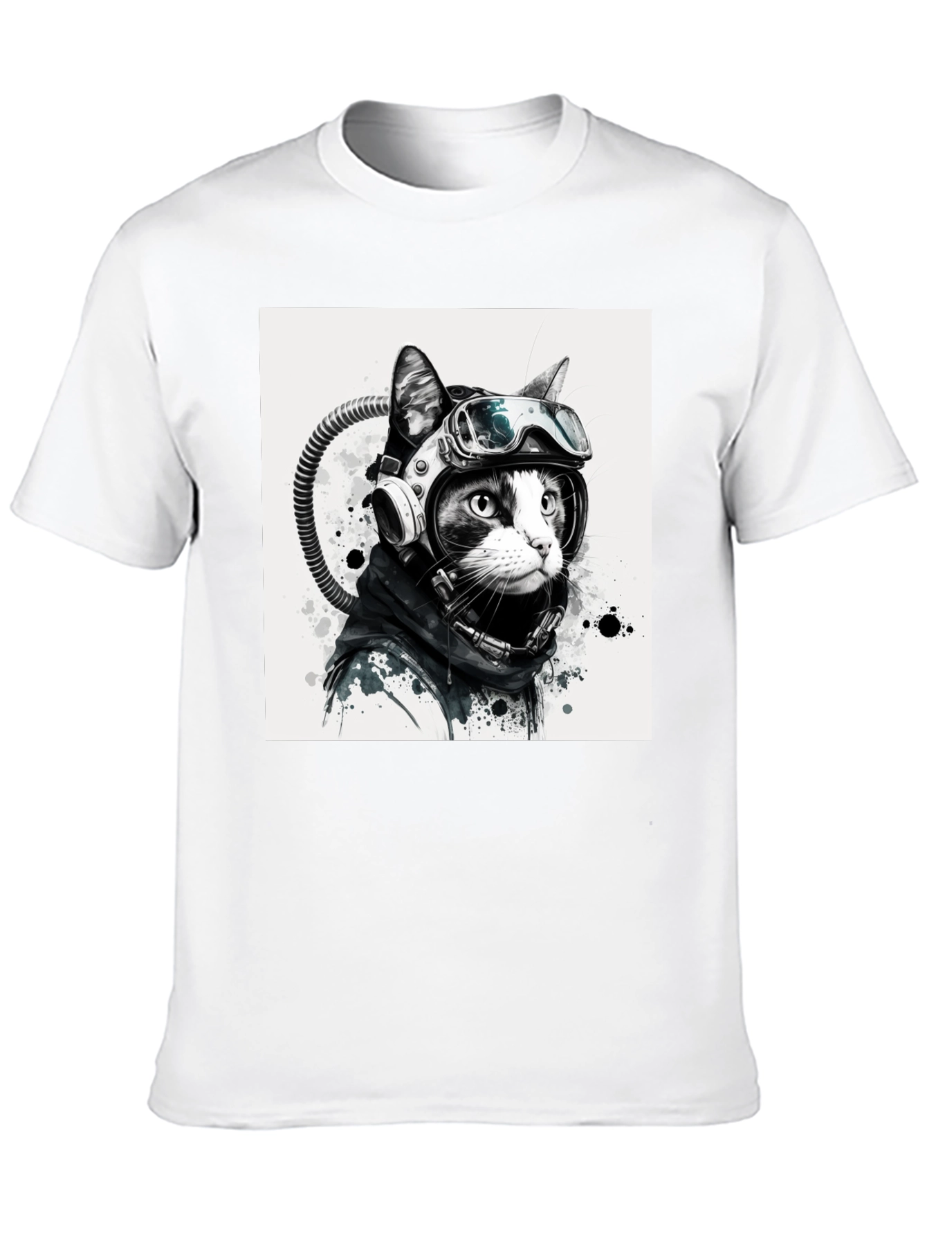 Cool Cat Astronaut Graphic Tee - Black