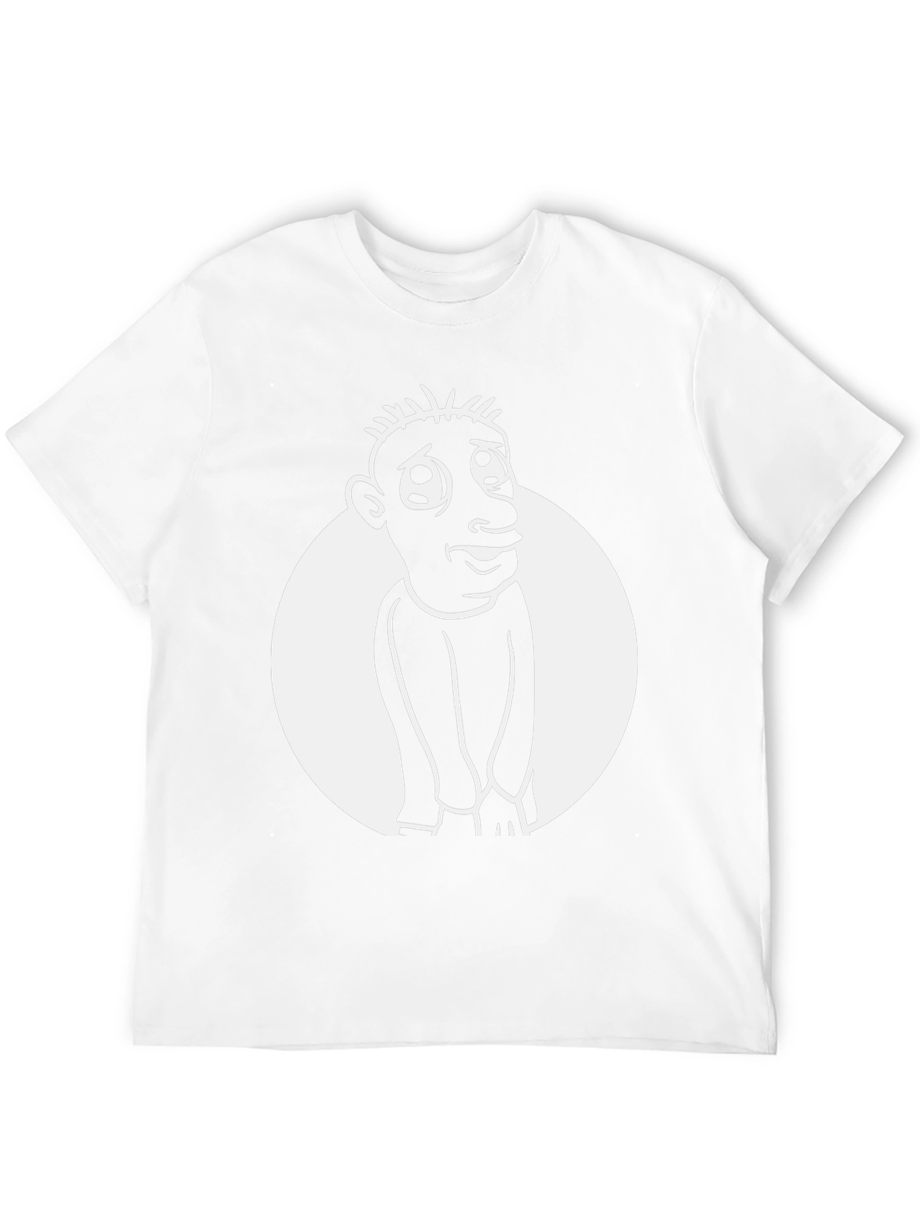 Cartoon Man Graphic Tee - Black Cotton Blend Shirt
