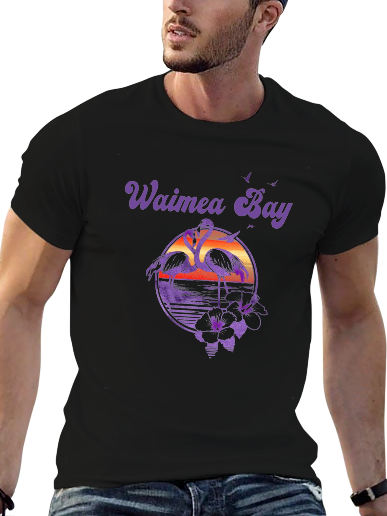 Waimea Bay Flamingo Sunset T-Shirt