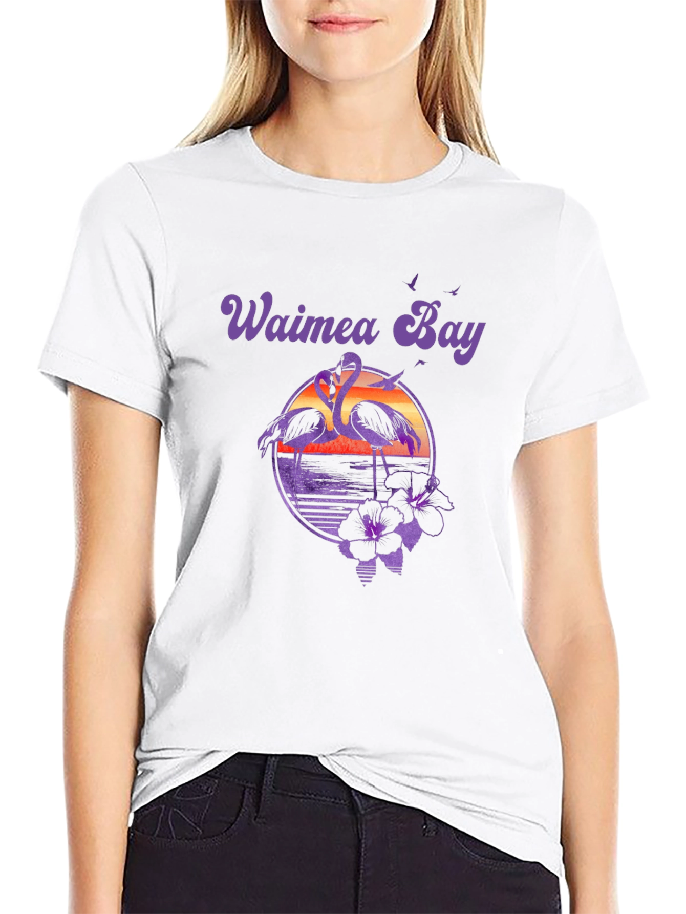 Waimea Bay Flamingo Sunset T-Shirt