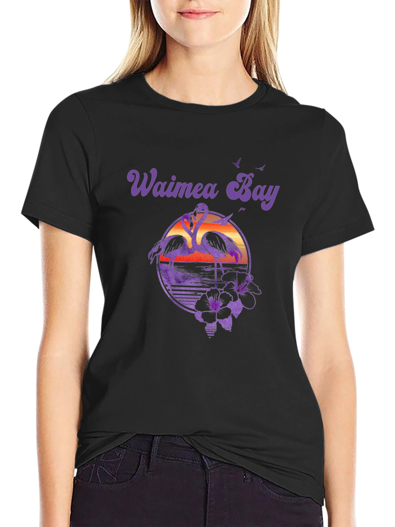 Waimea Bay Flamingo Sunset T-Shirt