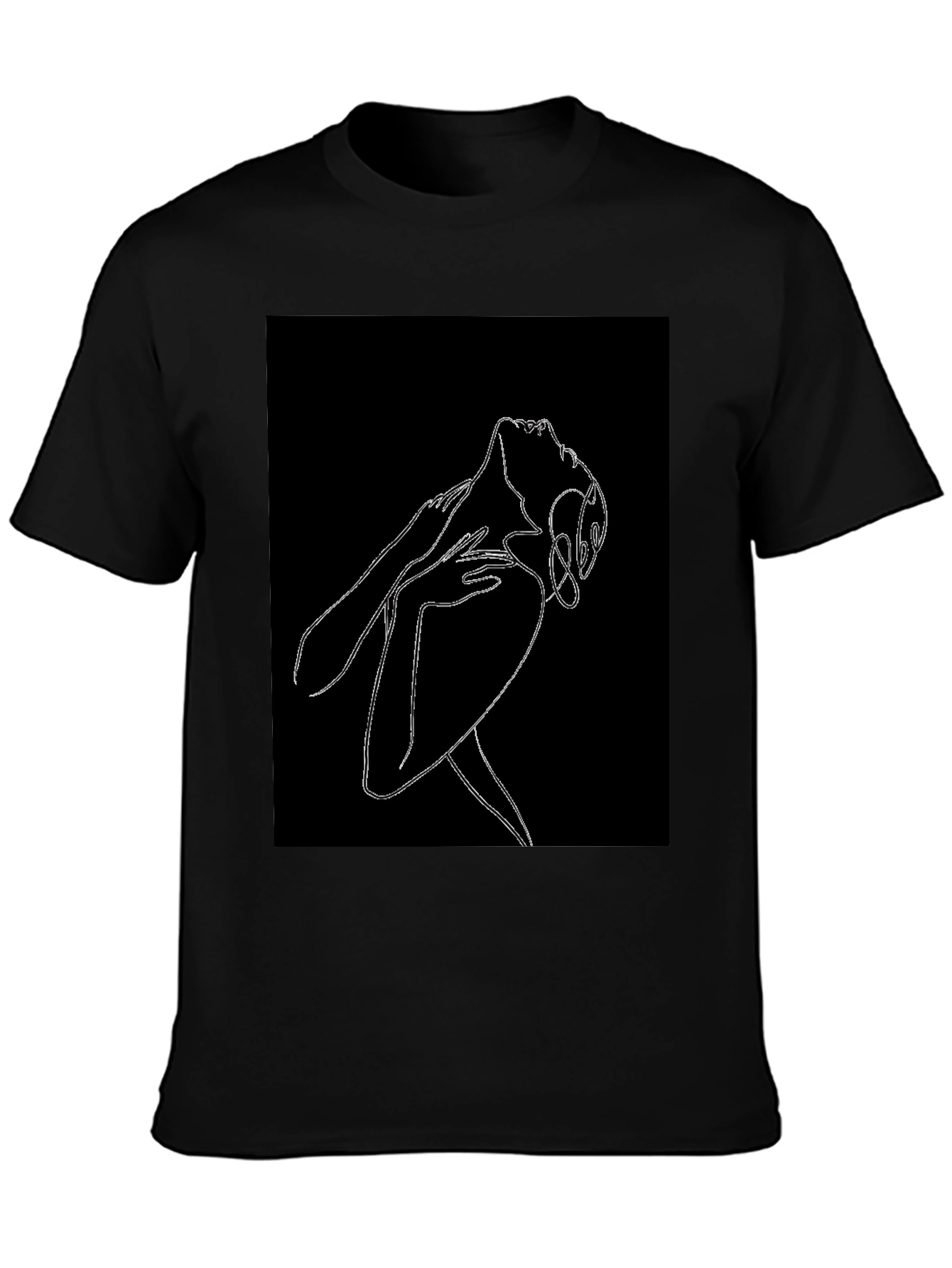 Abstract Woman Line Art Graphic Black T-Shirt